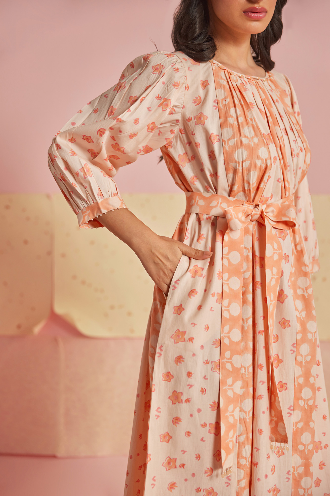 Melony Cotton Modal Block Printed Dress