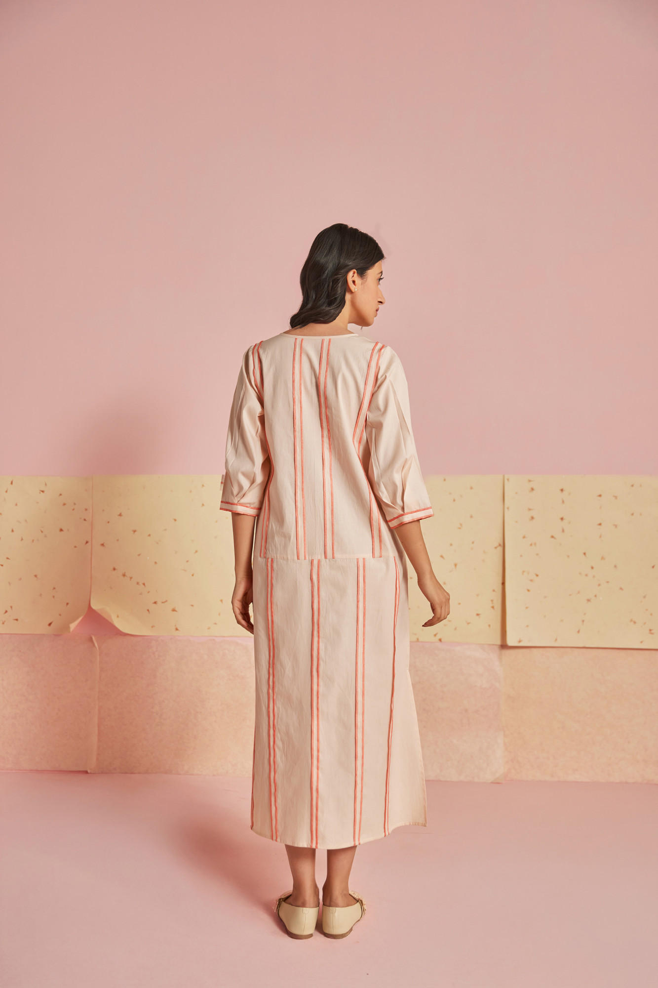 Dewy Cotton Modal Patchwork Panel Dress