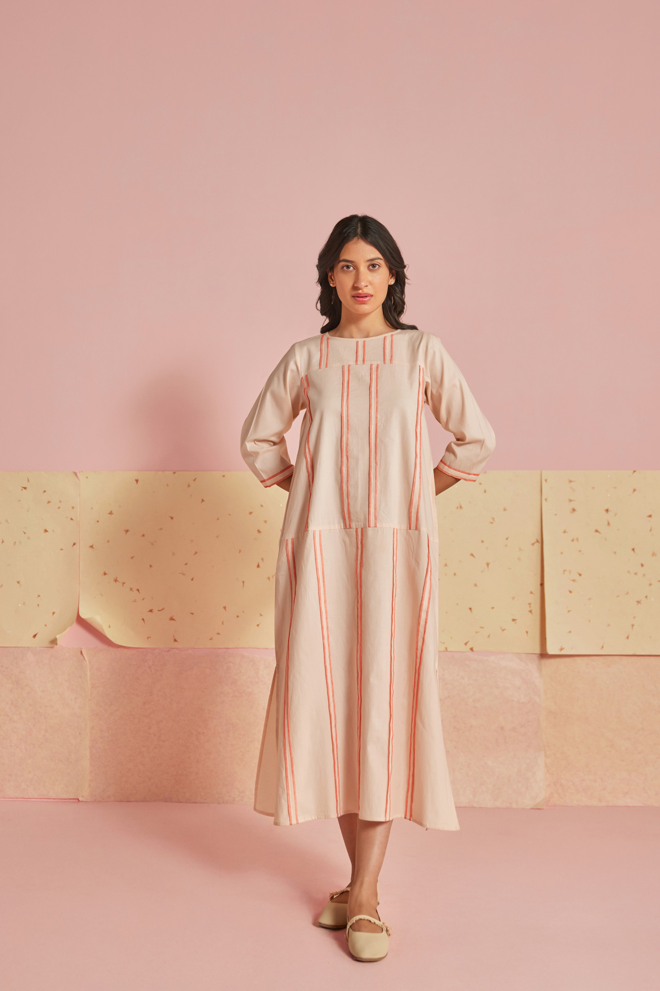 Dewy Cotton Modal Patchwork Panel Dress