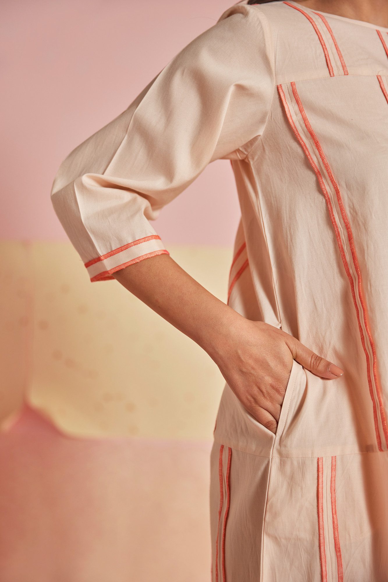 Dewy Cotton Modal Patchwork Panel Dress