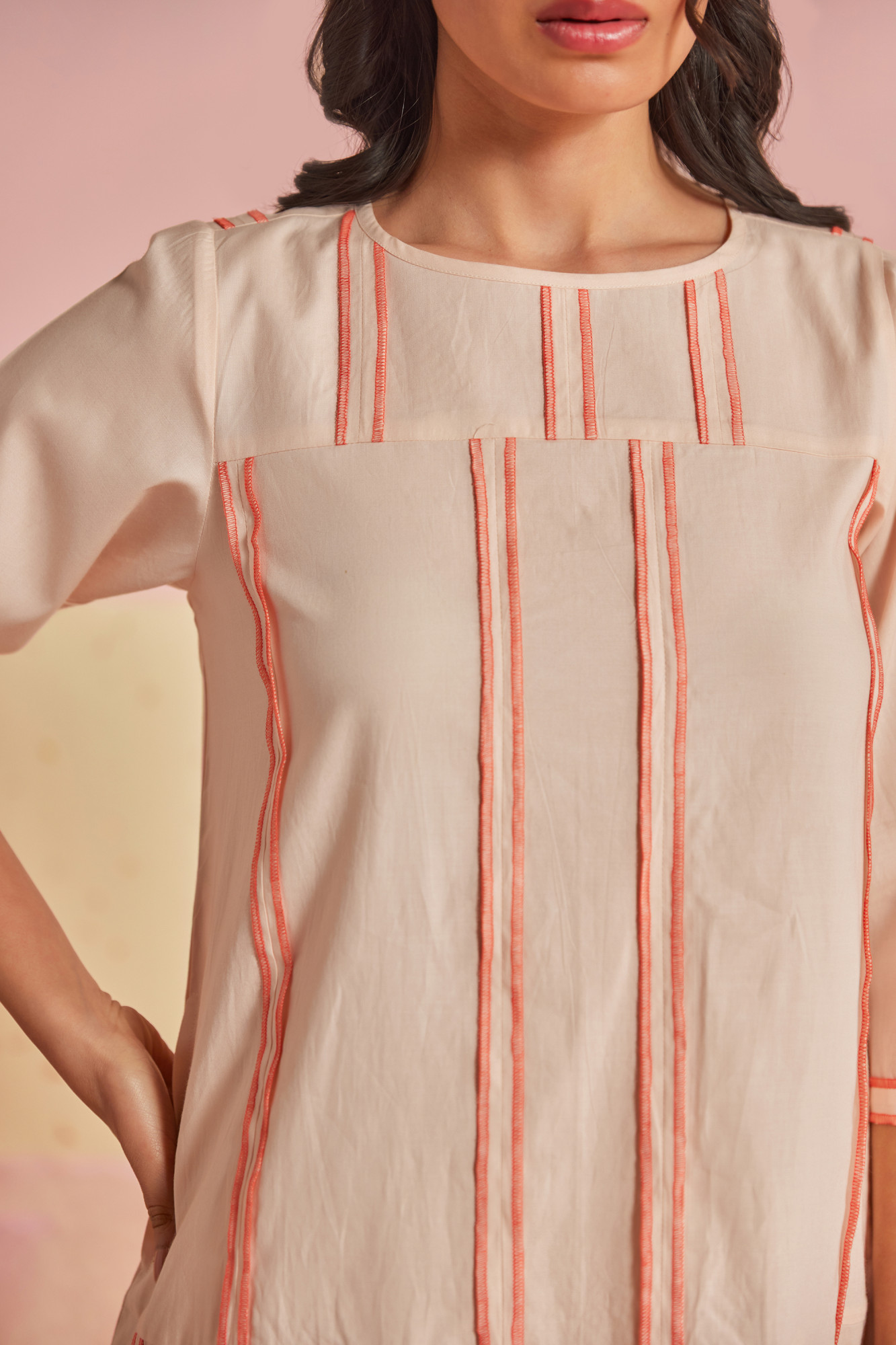 Dewy Cotton Modal Patchwork Panel Dress