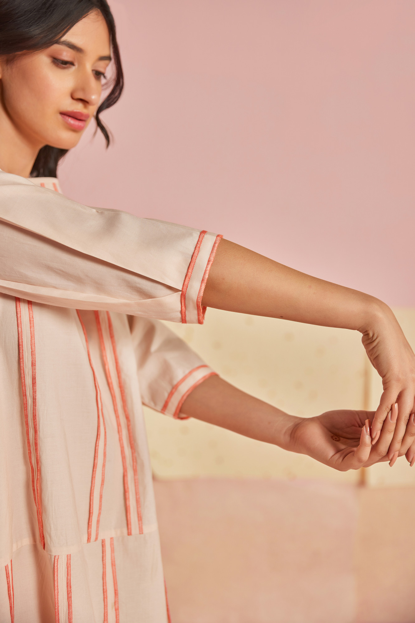 Dewy Cotton Modal Patchwork Panel Dress