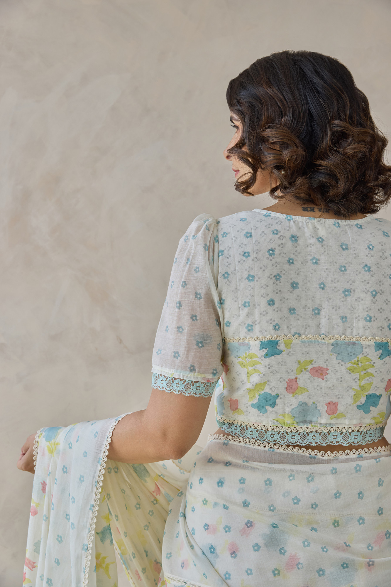 Firoza Block Printed Handloom Chanderi Saree