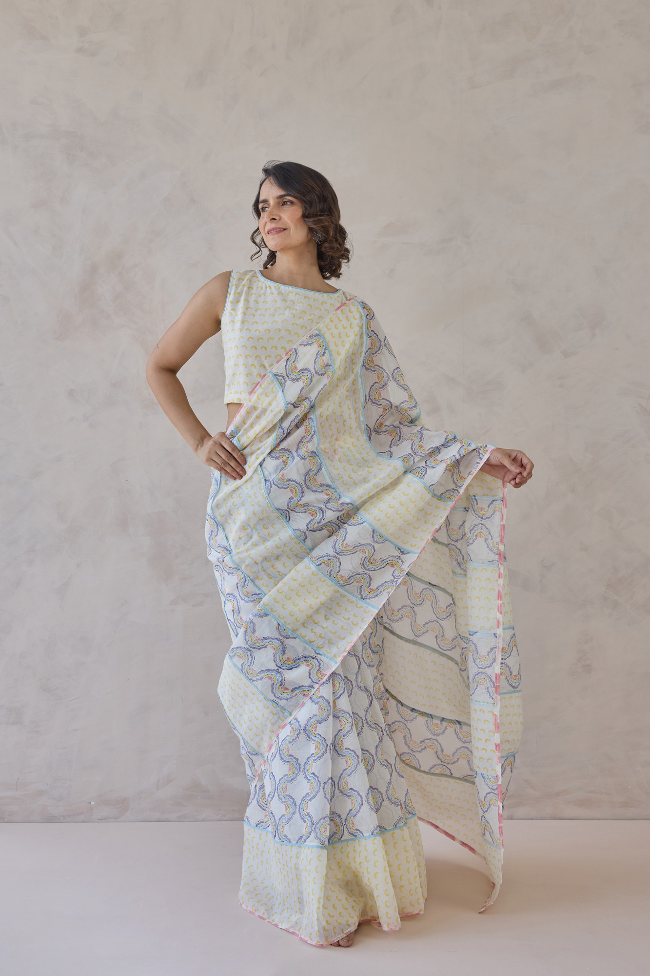 Tarang Block Printed Handloom Chanderi Saree