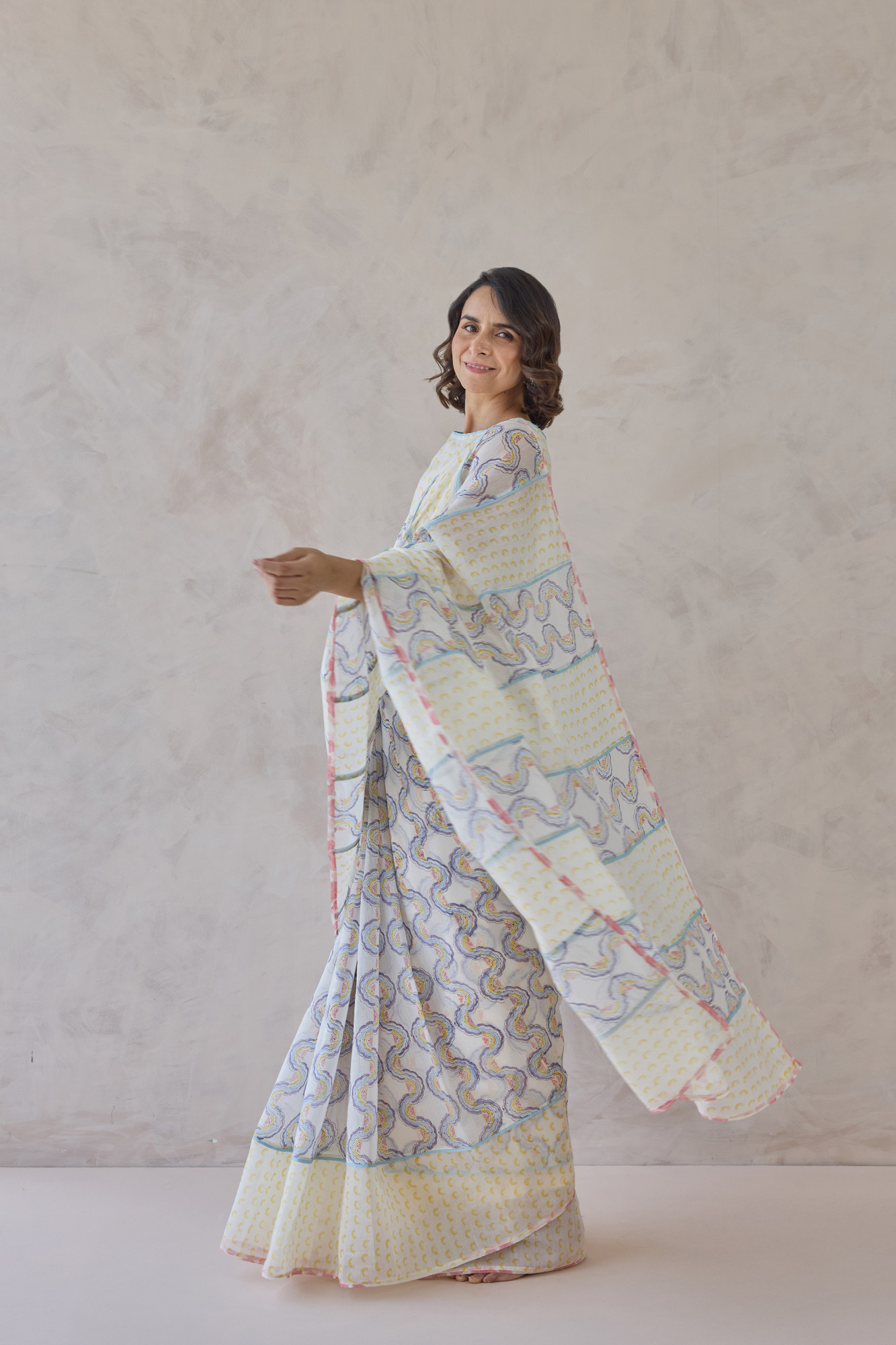 Tarang Block Printed Handloom Chanderi Saree