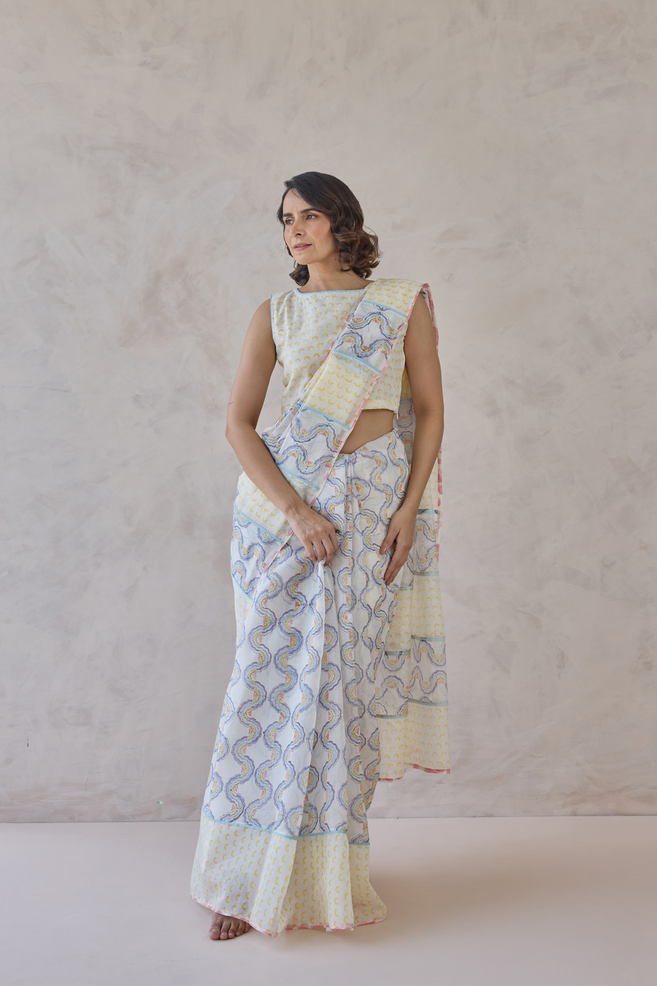 Tarang Block Printed Handloom Chanderi Saree