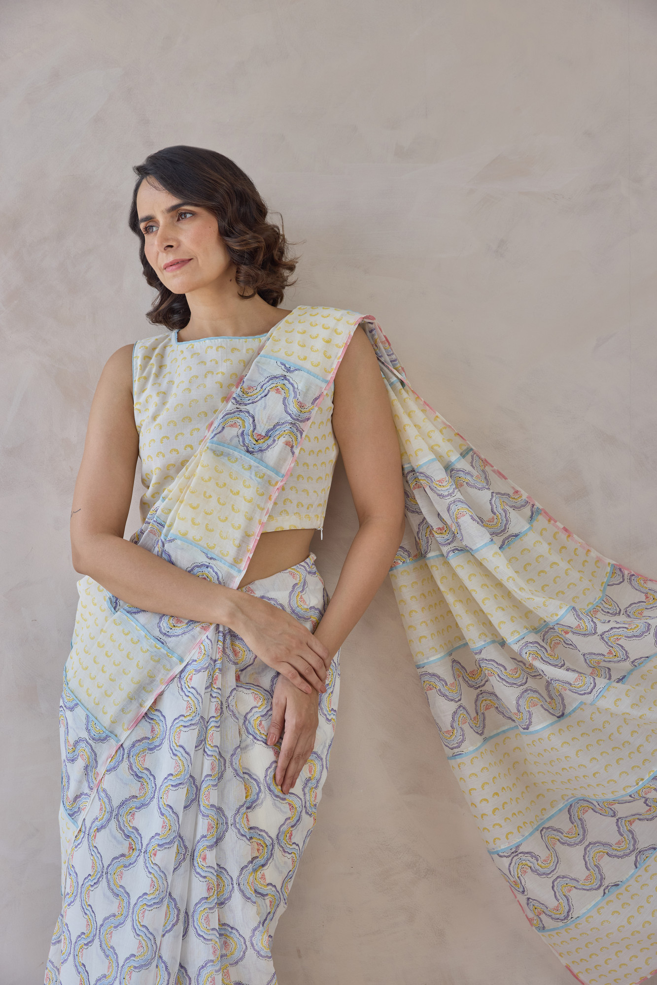 Tarang Block Printed Handloom Chanderi Saree