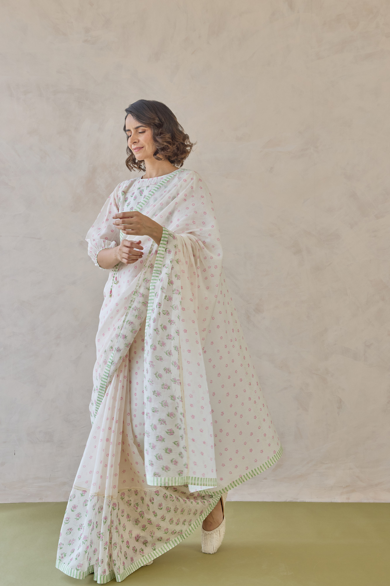 Kamala Block Printed Chanderi Saree