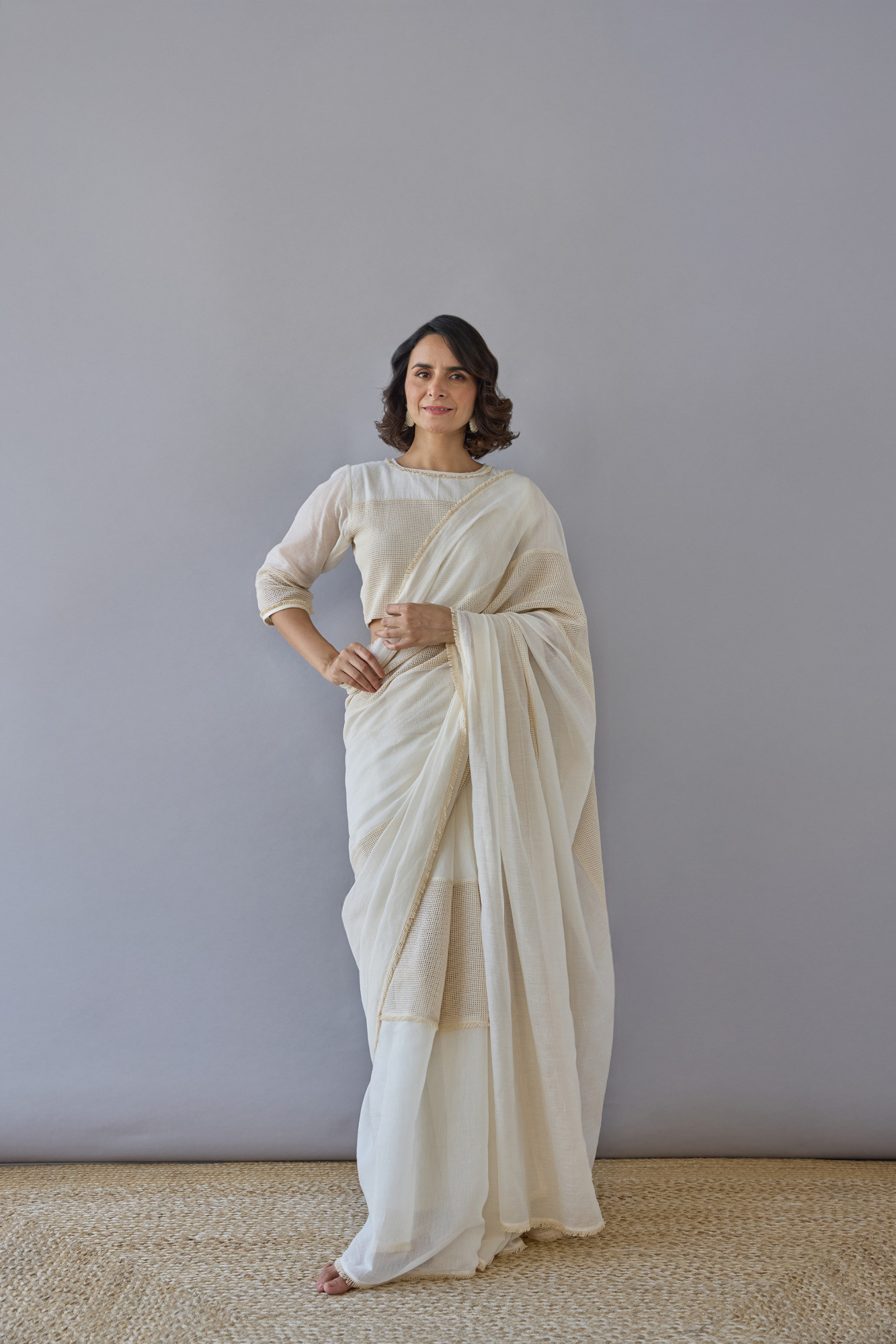 Sootra Cotton Mesh and Handloom Chanderi Saree