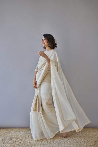 Image of Sootra Cotton Mesh and Handloom Chanderi Saree