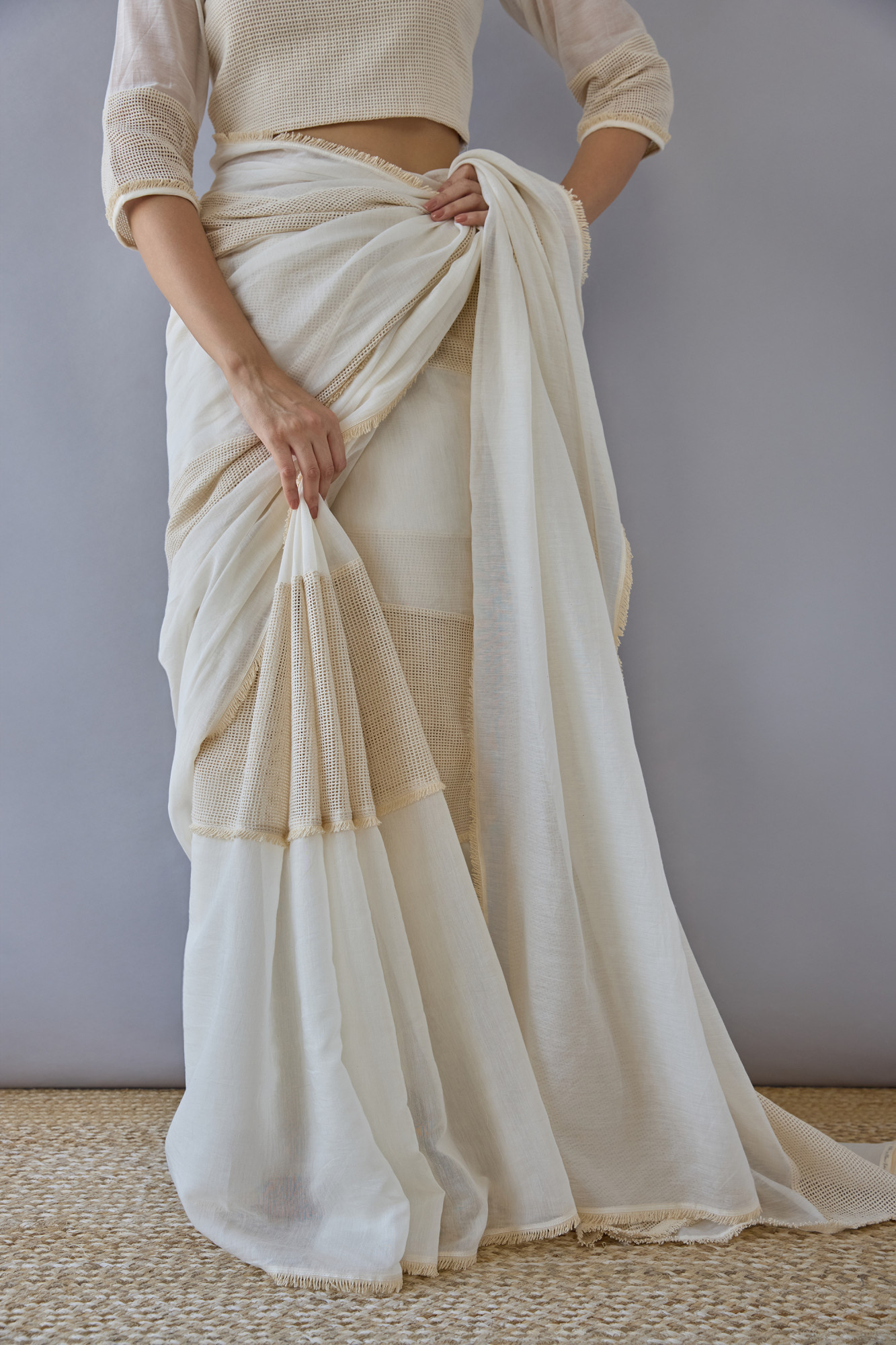 Sootra Cotton Mesh and Handloom Chanderi Saree