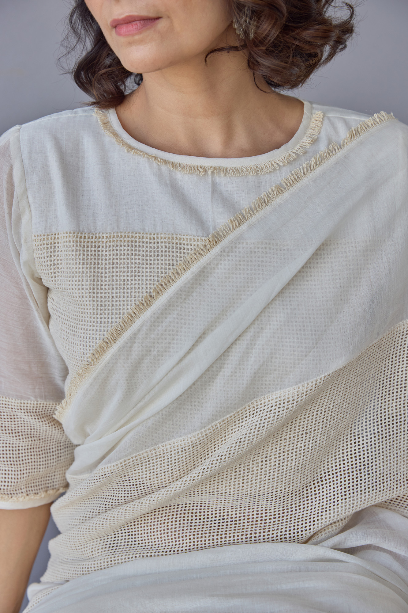 Sootra Cotton Mesh and Handloom Chanderi Saree