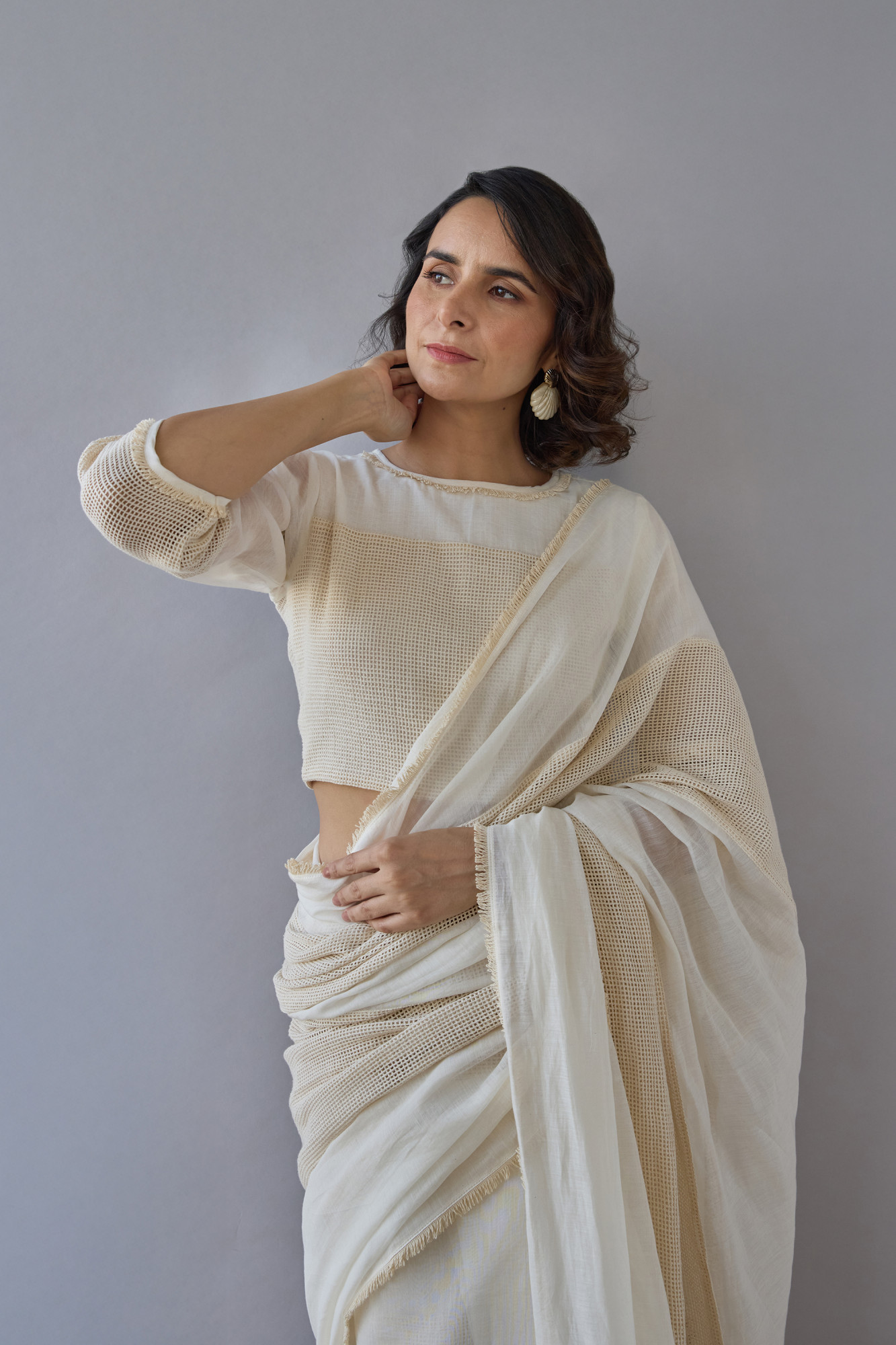 Sootra Cotton Mesh and Handloom Chanderi Saree