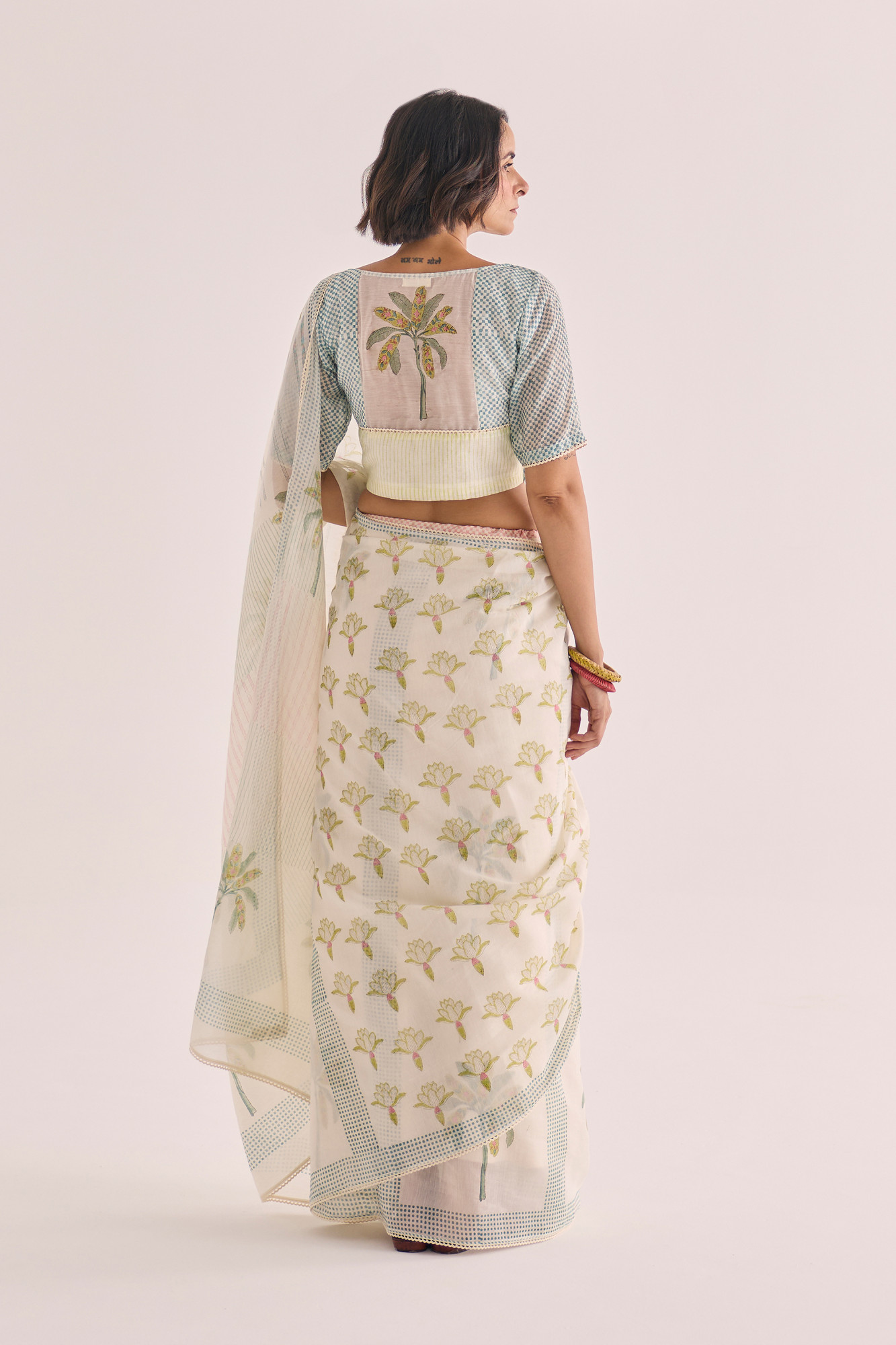 Taru Block Printed Chanderi Saree
