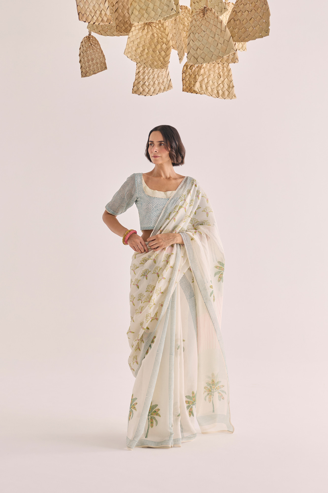 Taru Block Printed Chanderi Saree