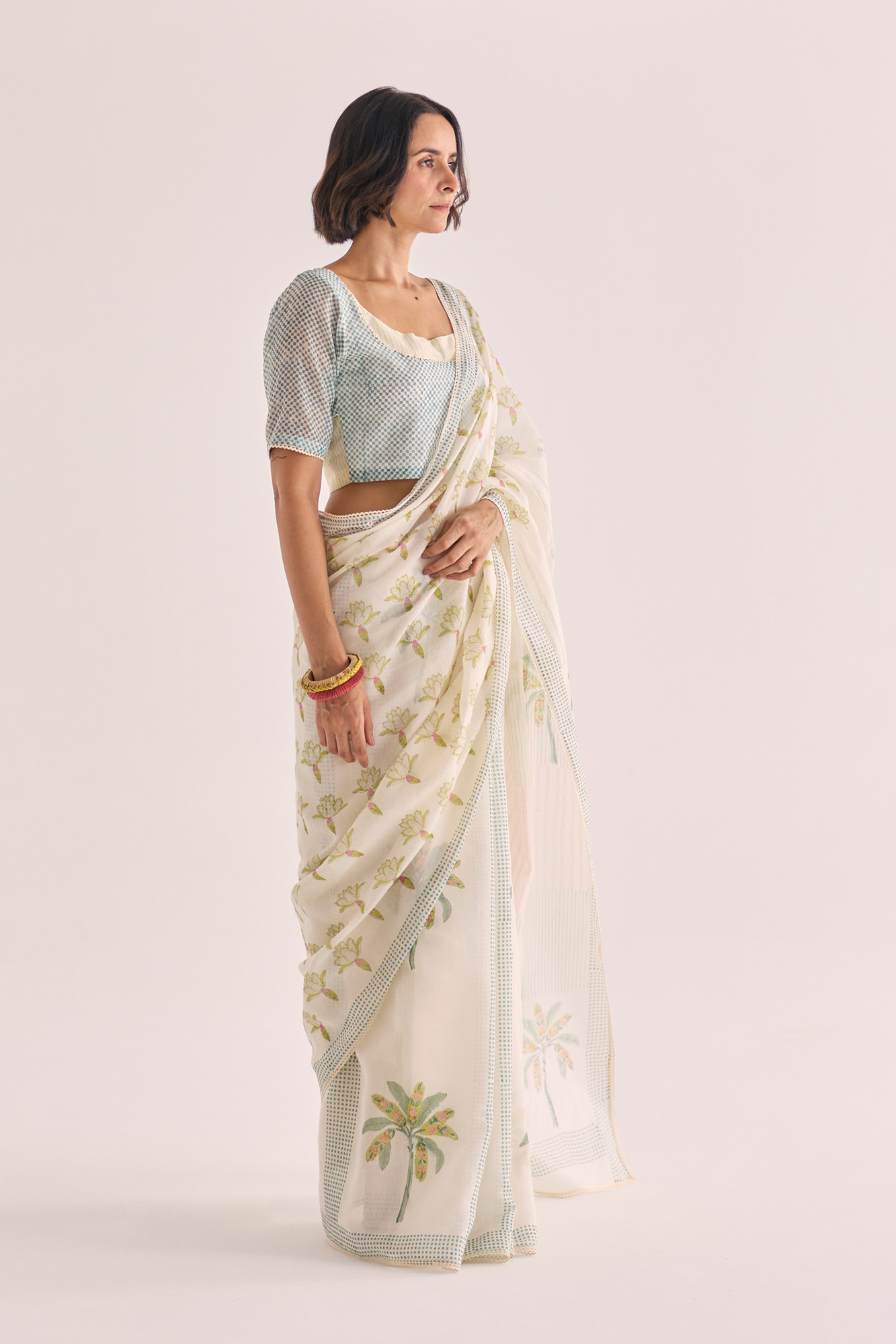 Taru Block Printed Chanderi Saree