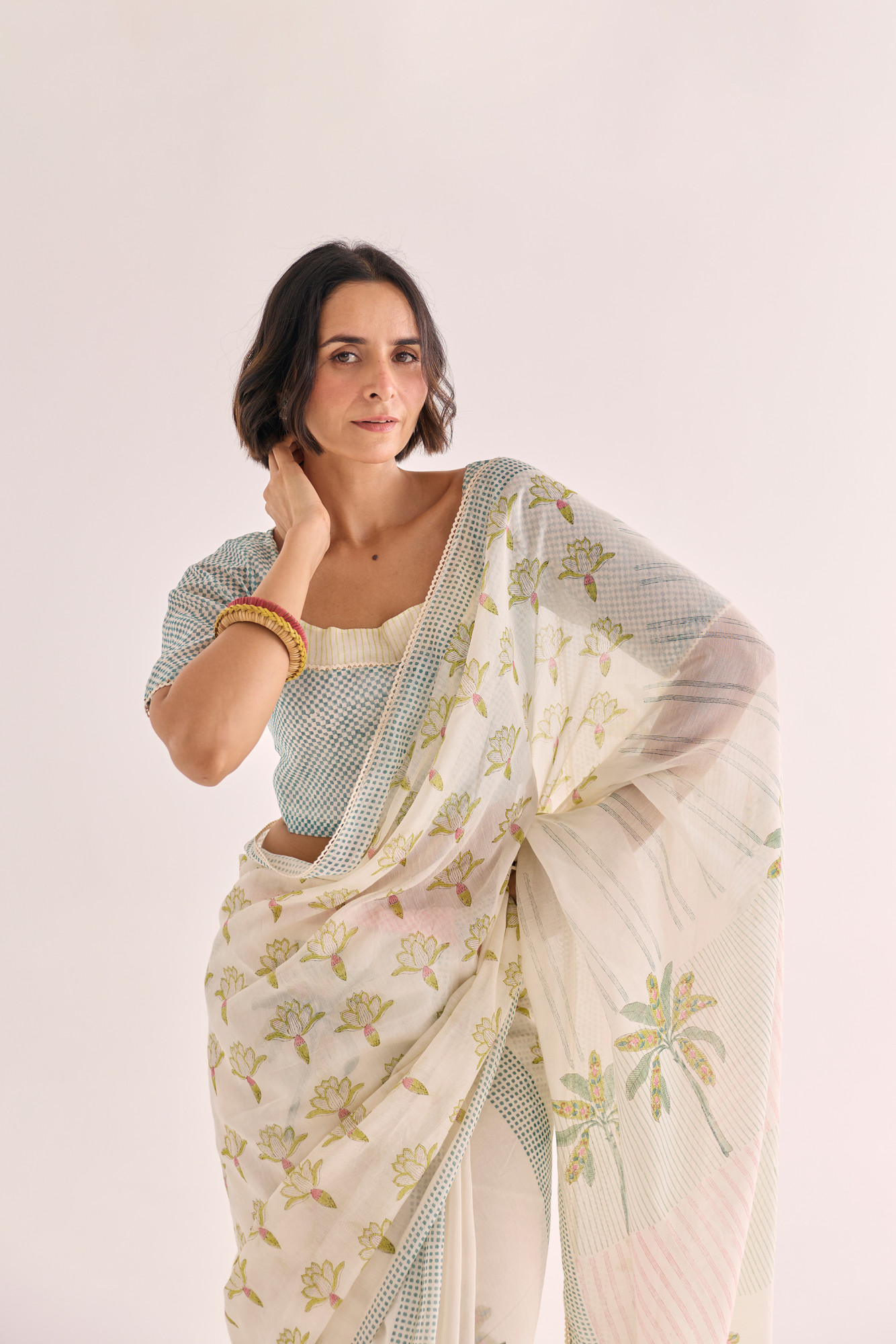 Taru Block Printed Chanderi Saree