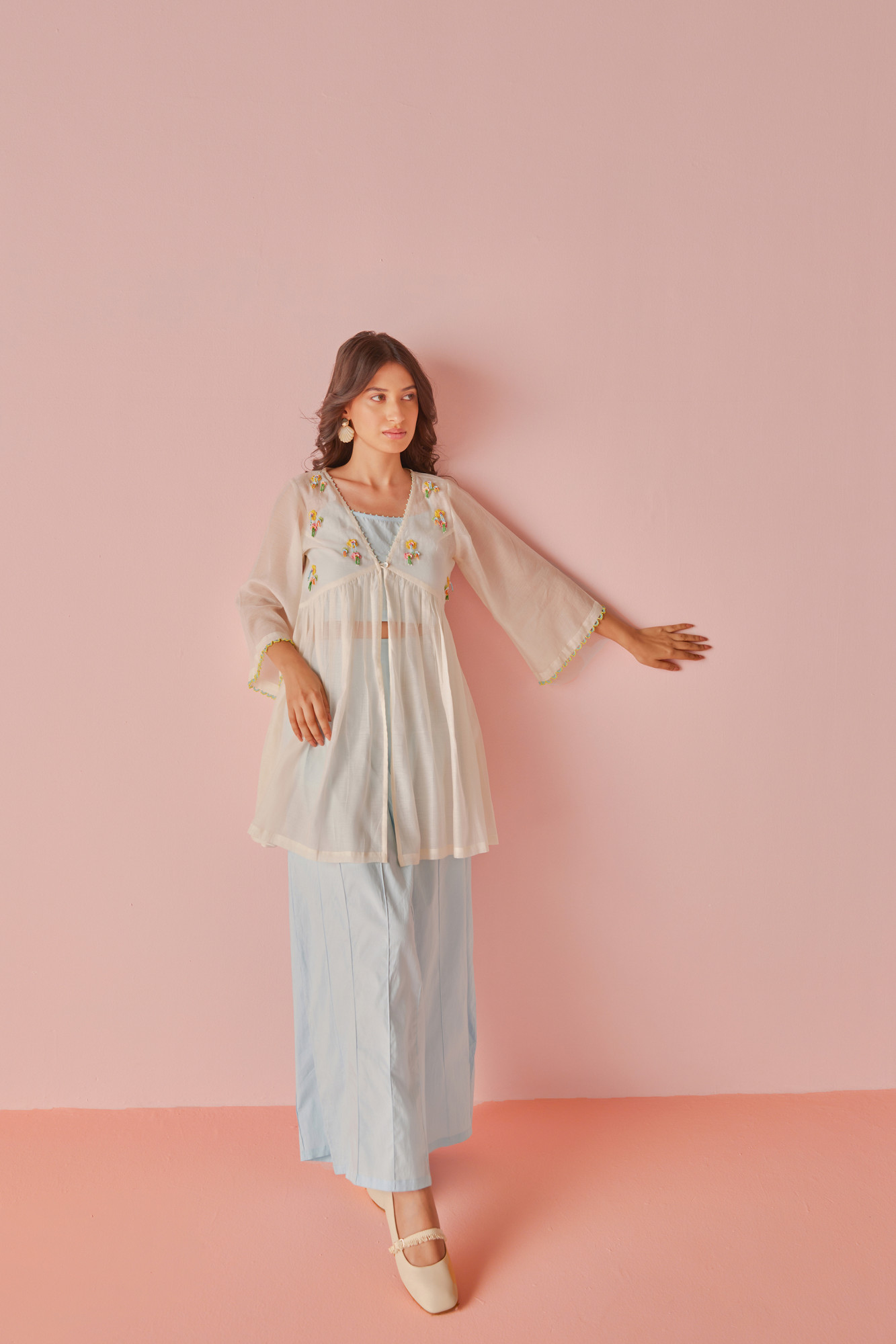 Crystal Chanderi Cotton Shrug Top