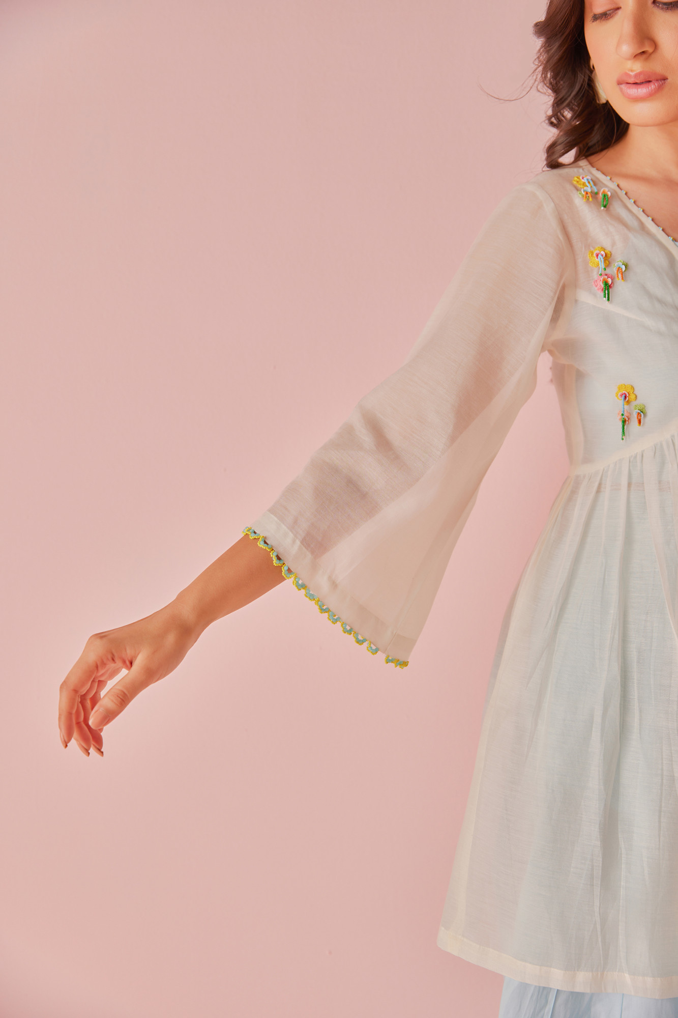 Crystal Chanderi Cotton Shrug Top