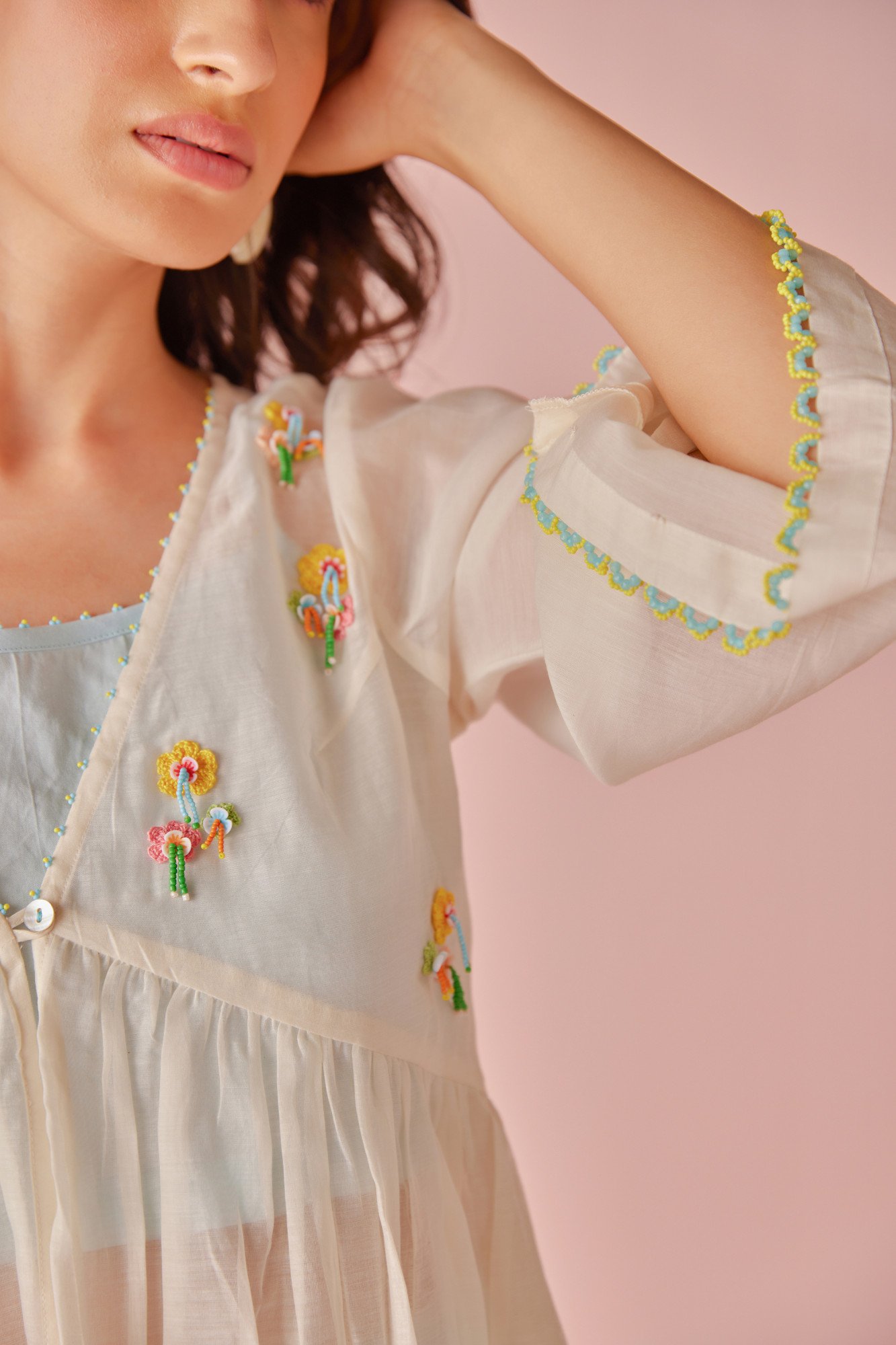 Crystal Chanderi Cotton Shrug Top