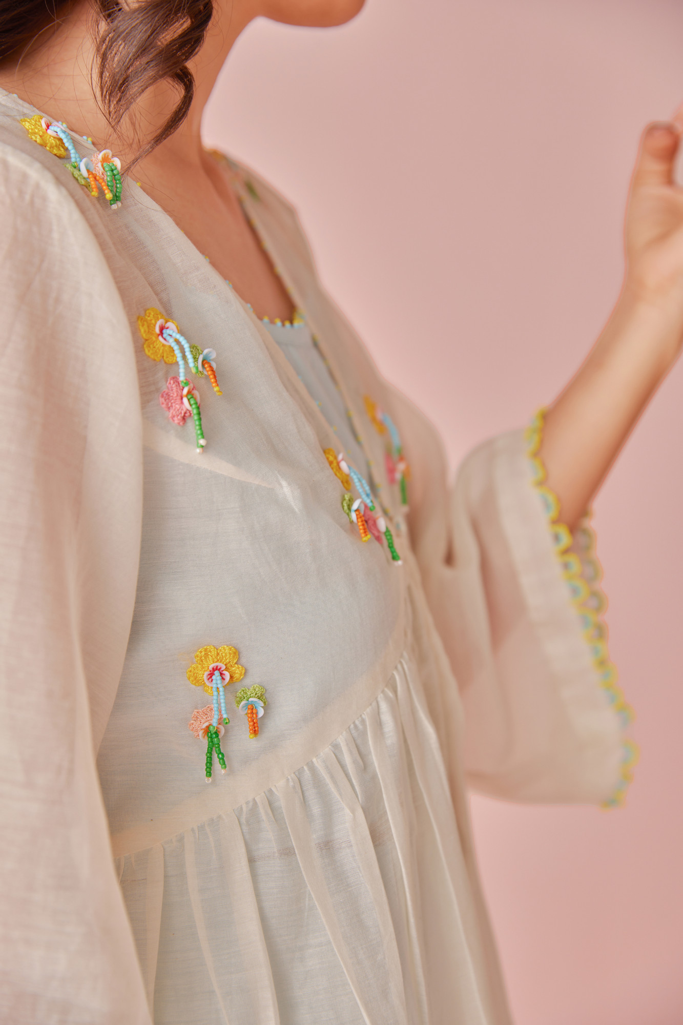 Crystal Chanderi Cotton Shrug Top