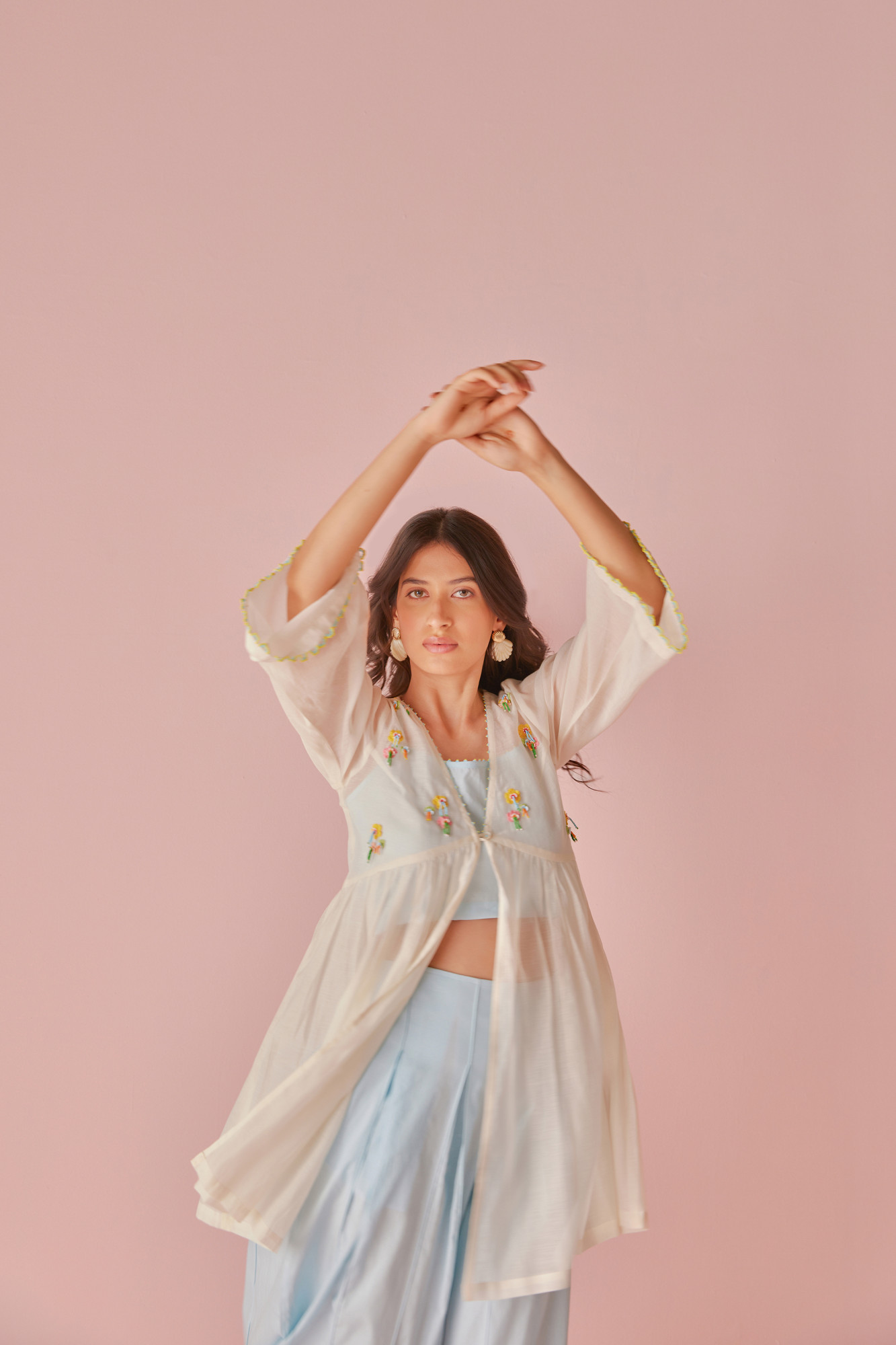 Crystal Chanderi Cotton Shrug Top