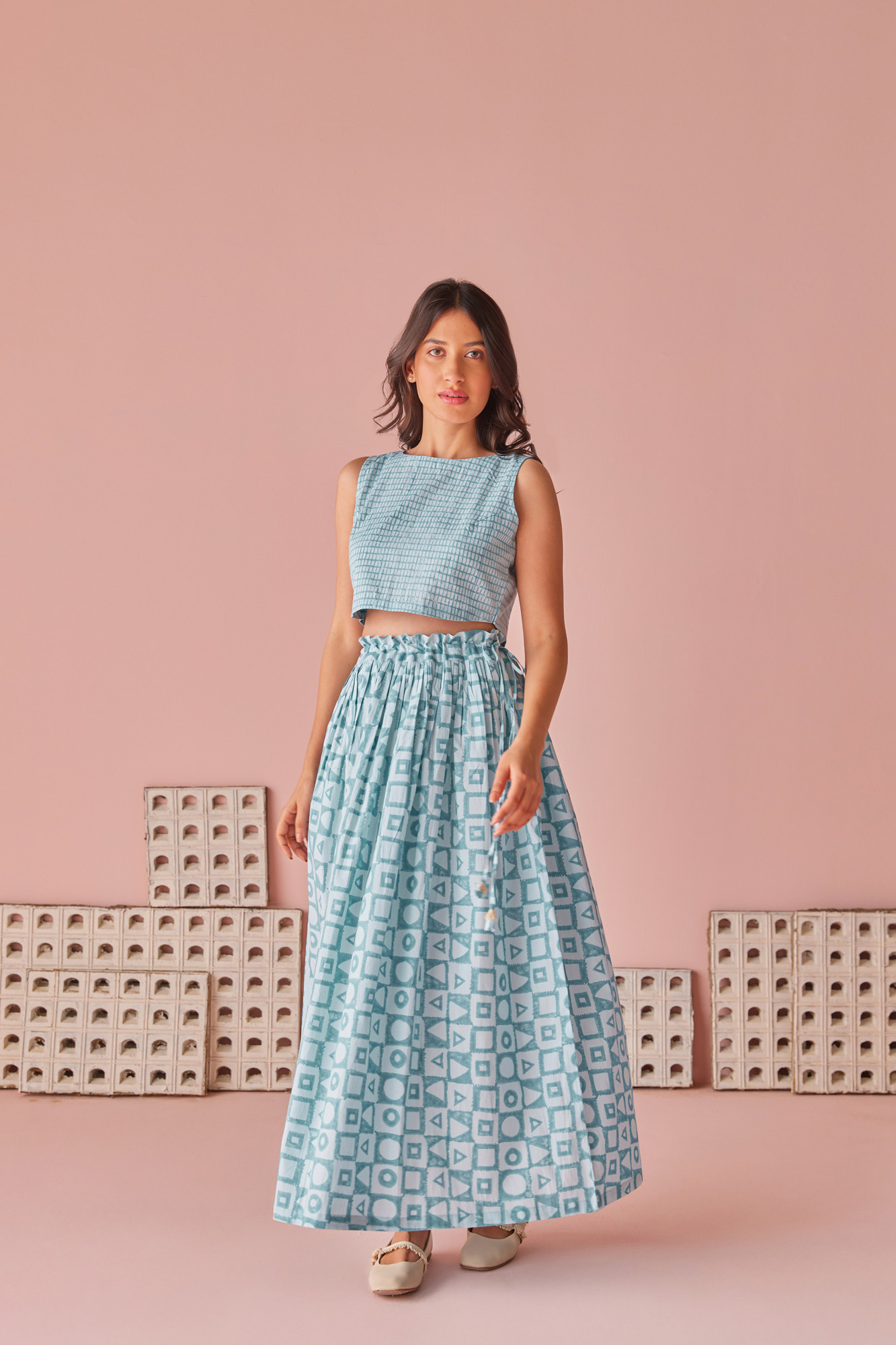 Frosted Cotton Modal Gathered Skirt