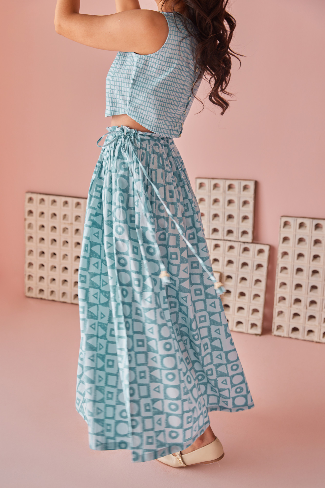 Frosted Cotton Modal Gathered Skirt