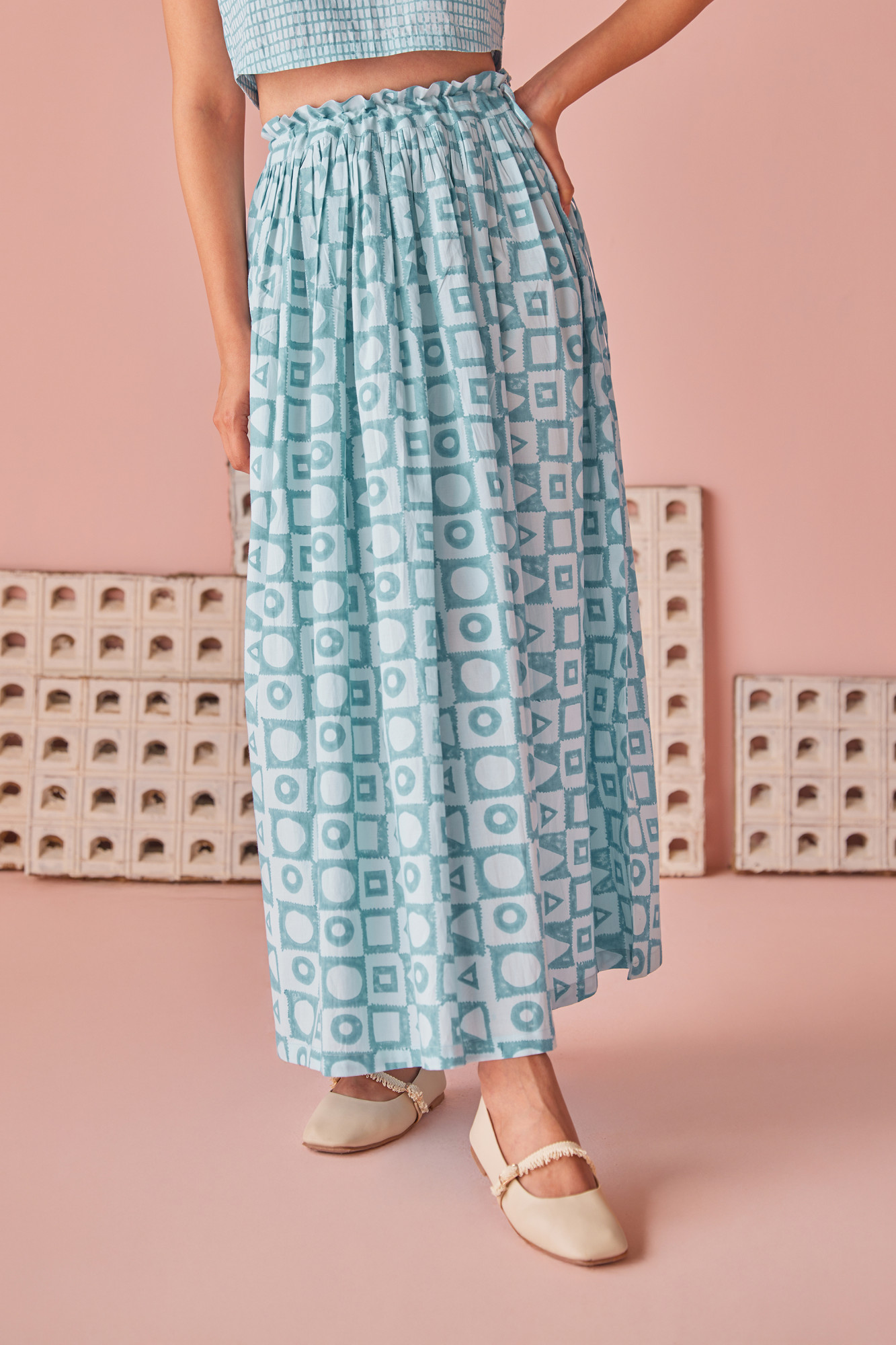 Frosted Cotton Modal Gathered Skirt