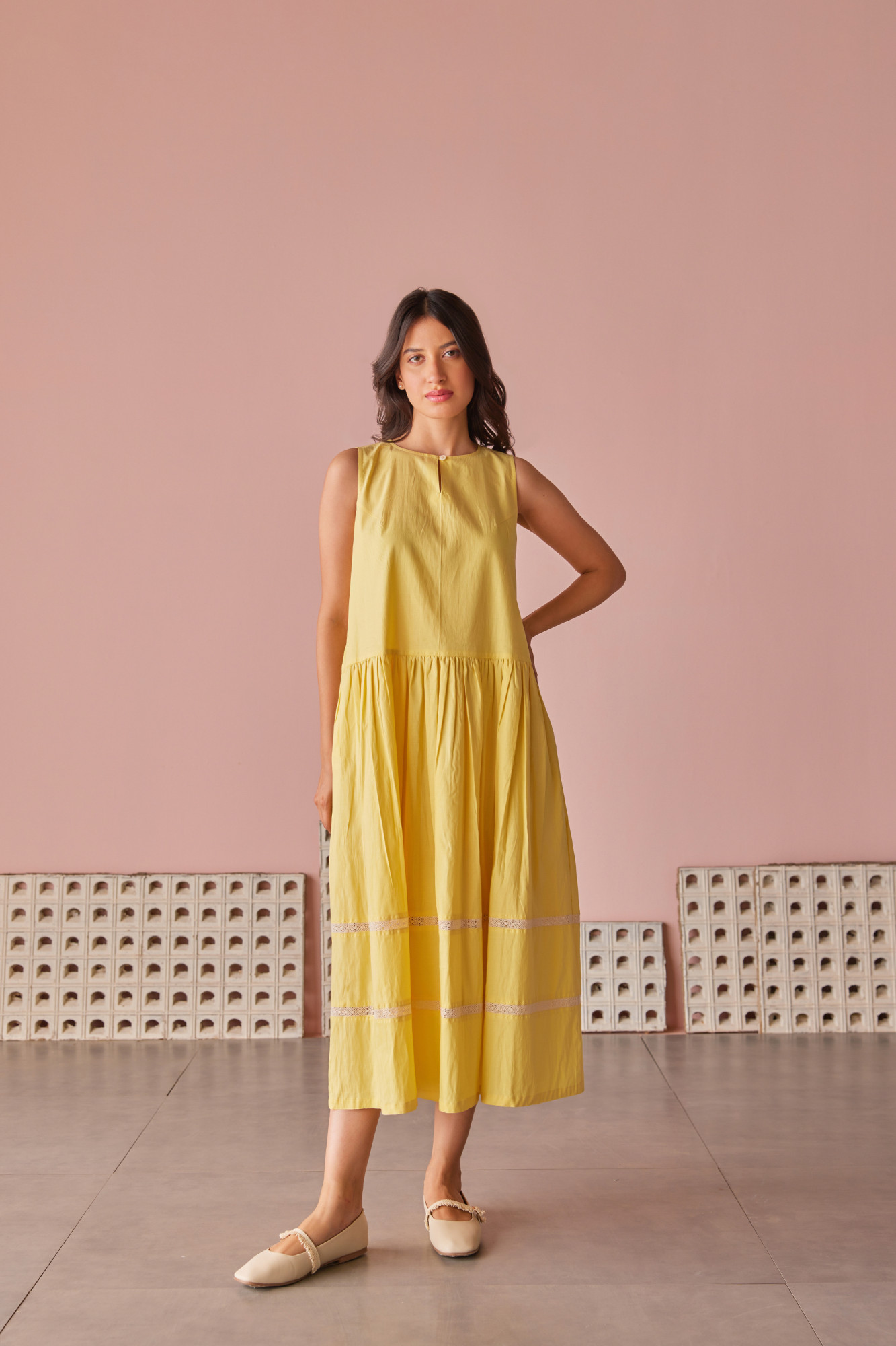 Morning Dew Cotton Modal Drop Waist Dress