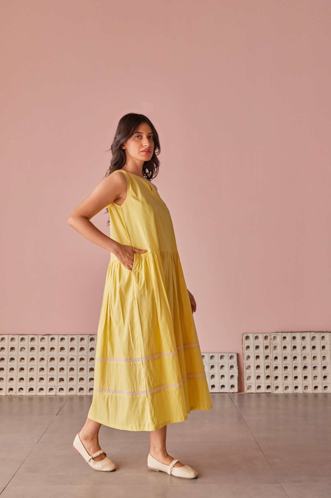 Morning Dew Cotton Modal Drop Waist Dress