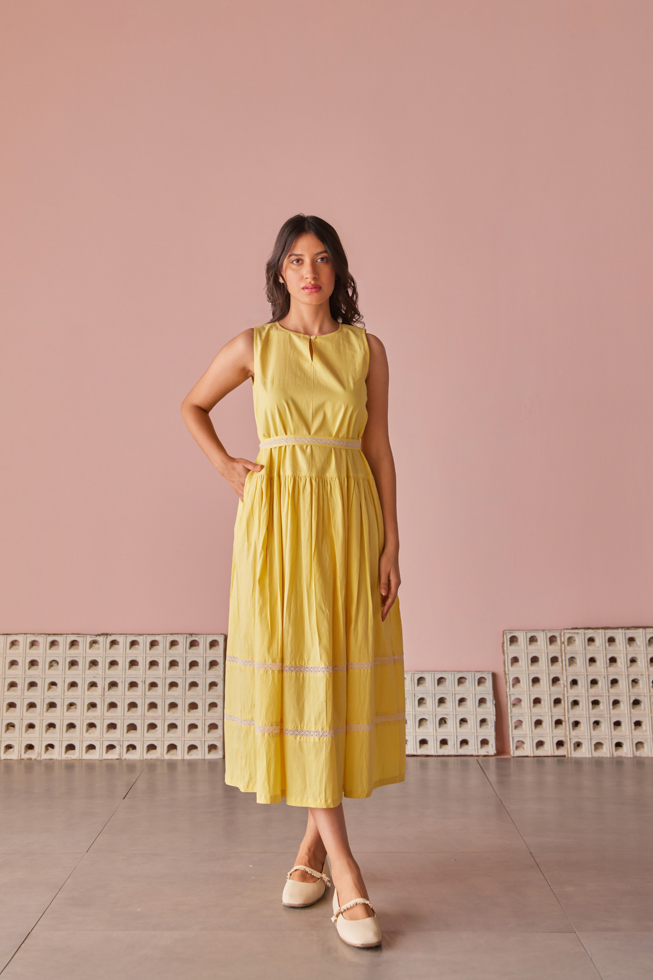 Morning Dew Cotton Modal Drop Waist Dress