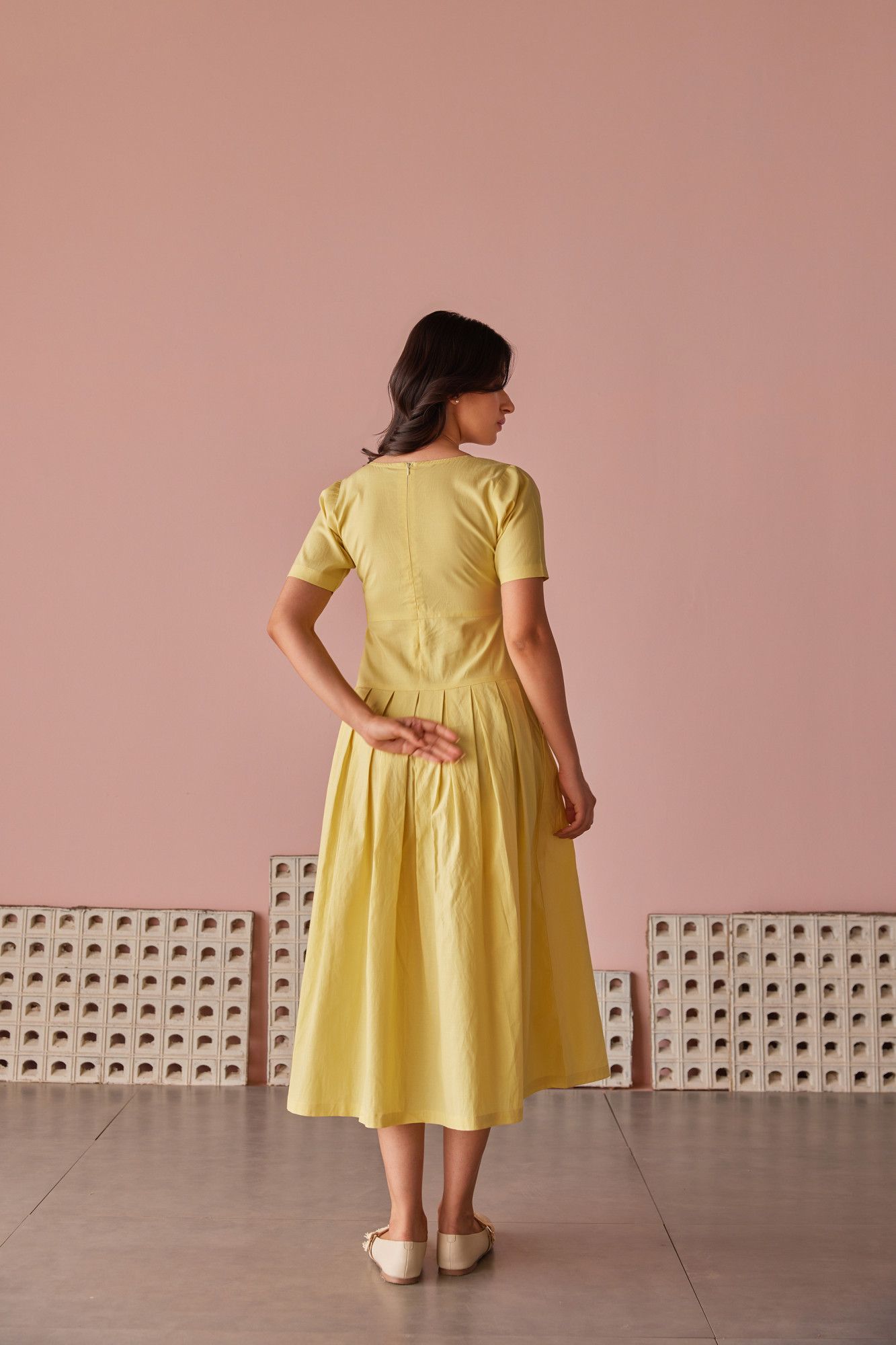 Buttercup Cotton Modal Box Pleat Waist Down Dress