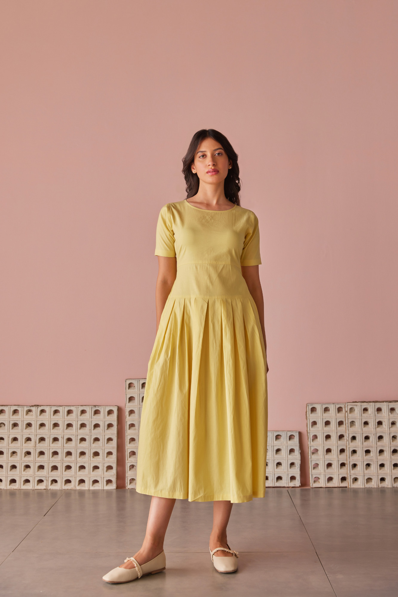 Buttercup Cotton Modal Box Pleat Waist Down Dress