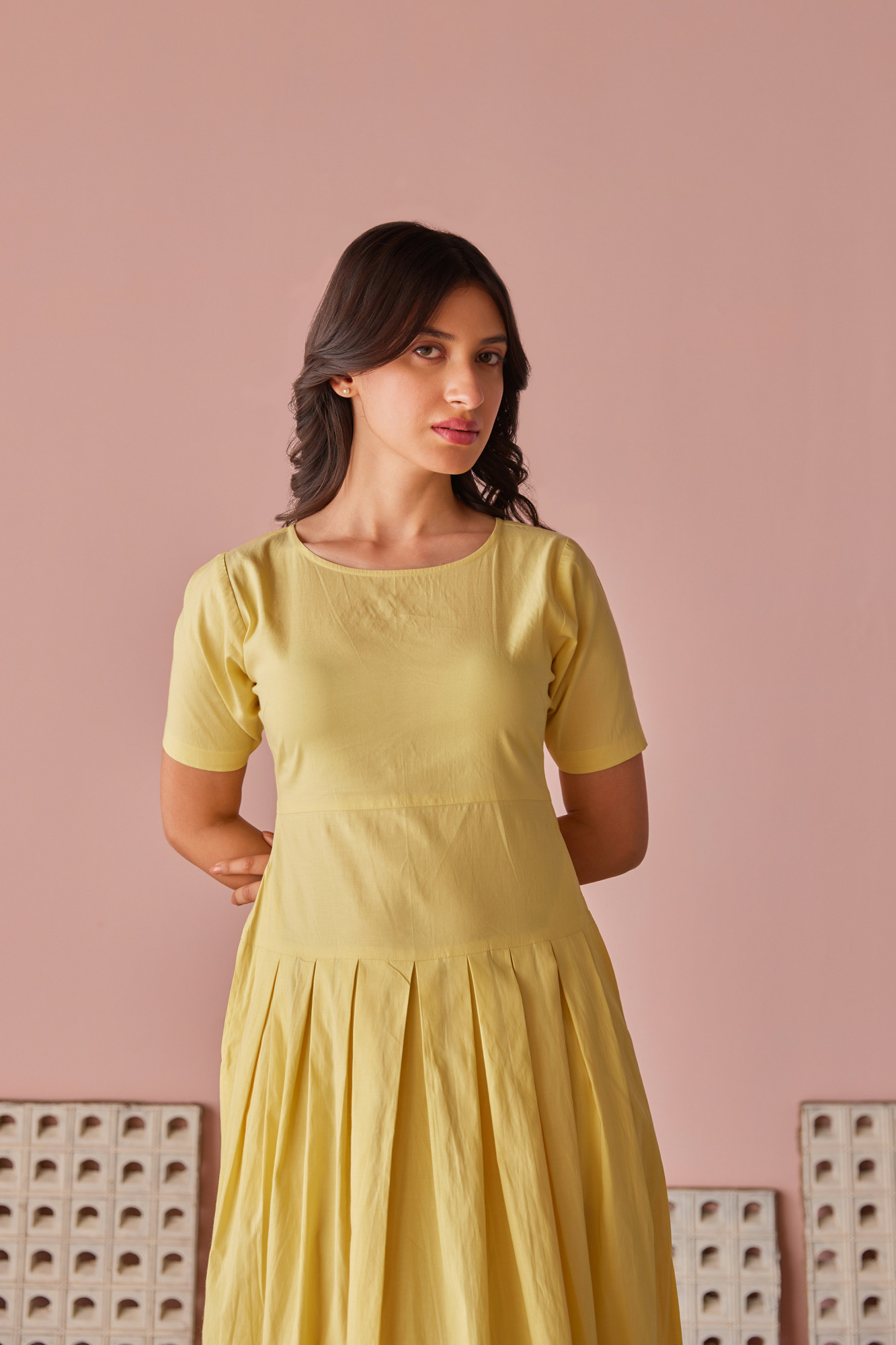 Buttercup Cotton Modal Box Pleat Waist Down Dress