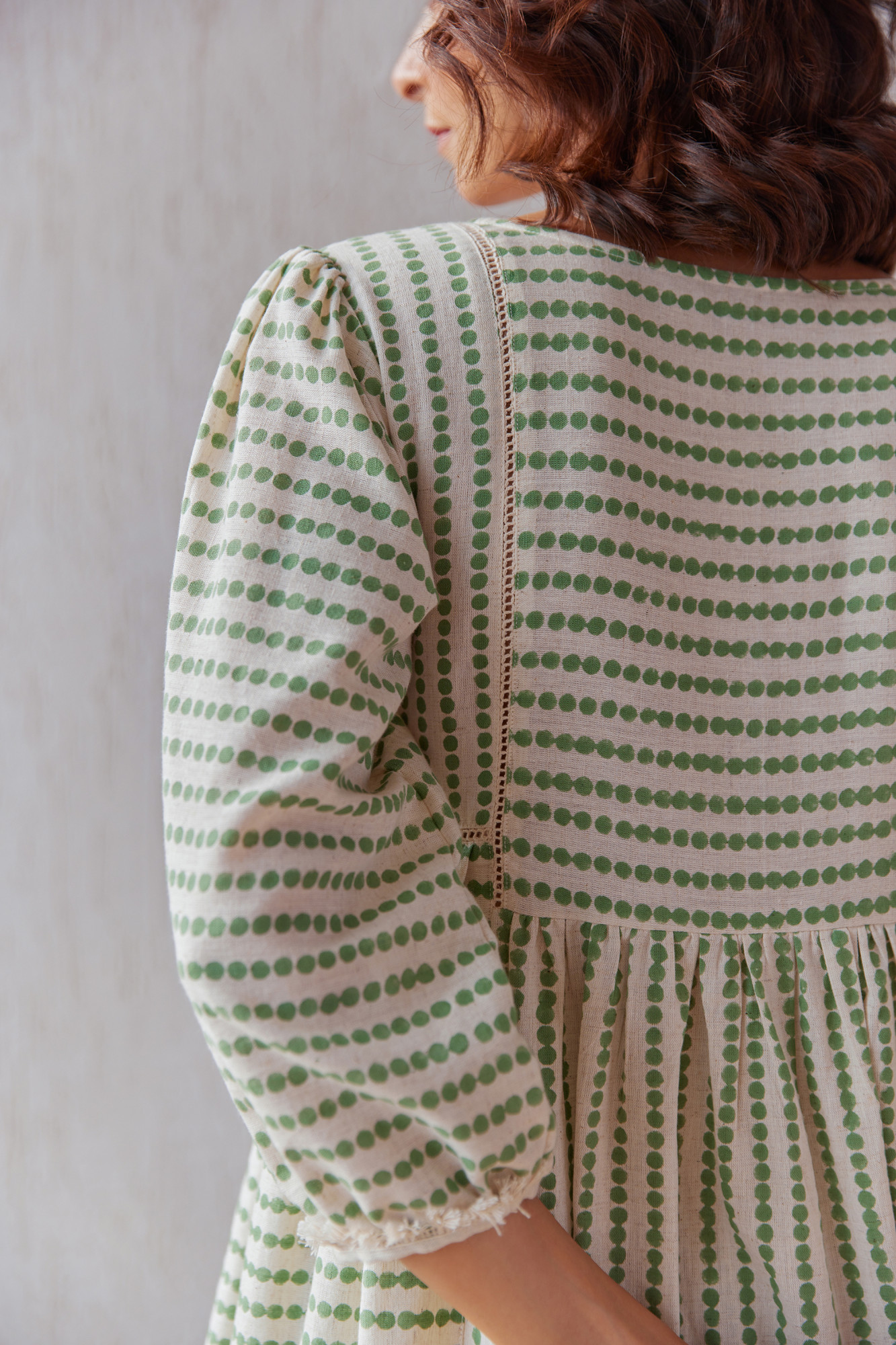 Moss Cotton Flax Block Printed Tunic Set