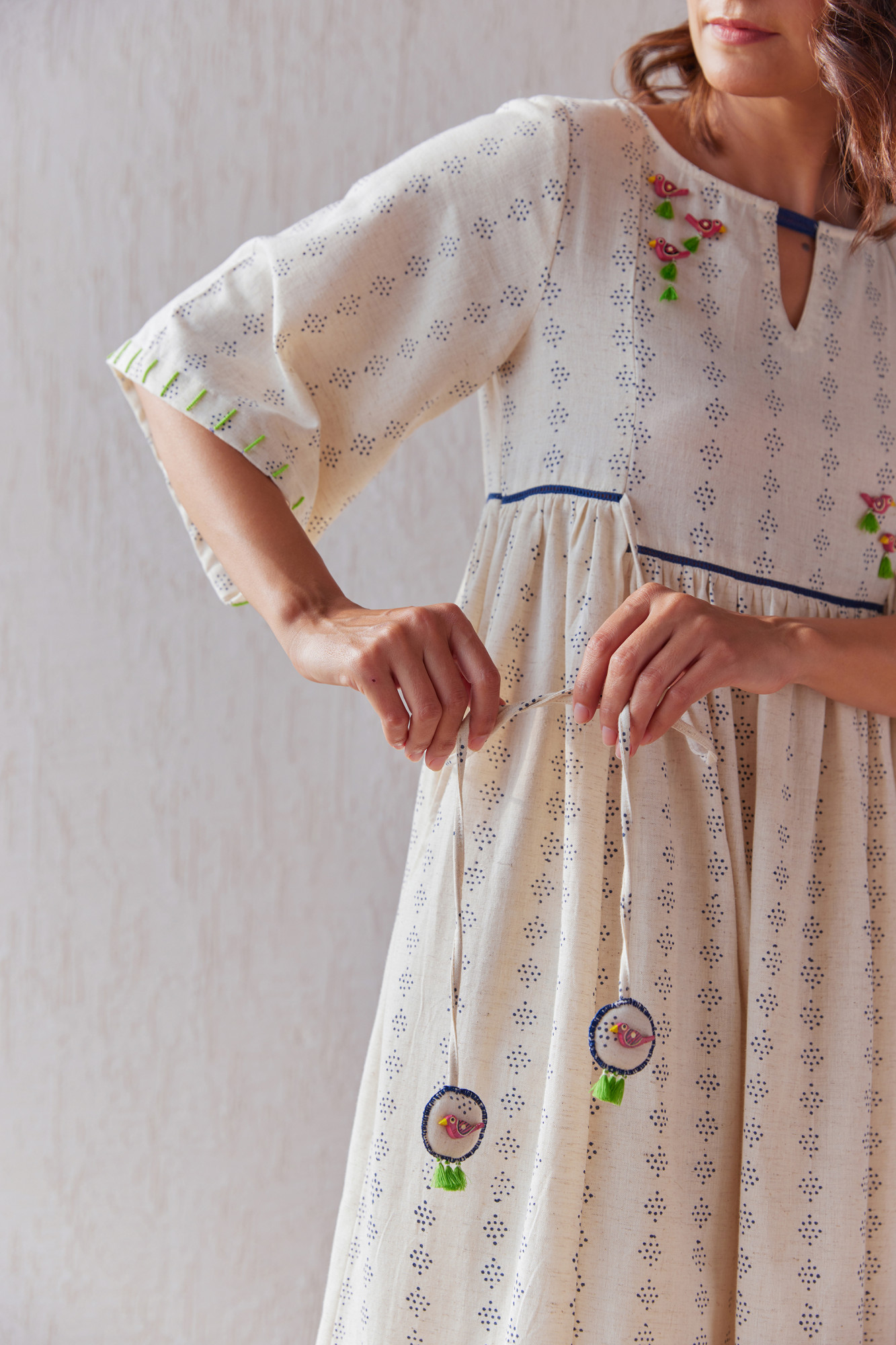 Avian Cotton Flax Block Printed Tunic Set