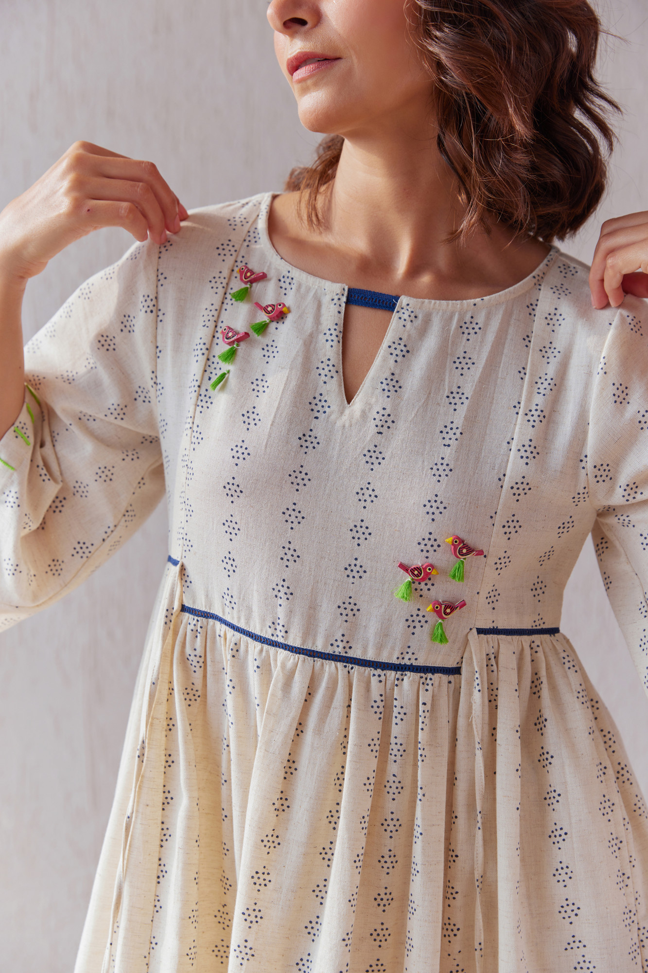 Avian Cotton Flax Block Printed Tunic Set