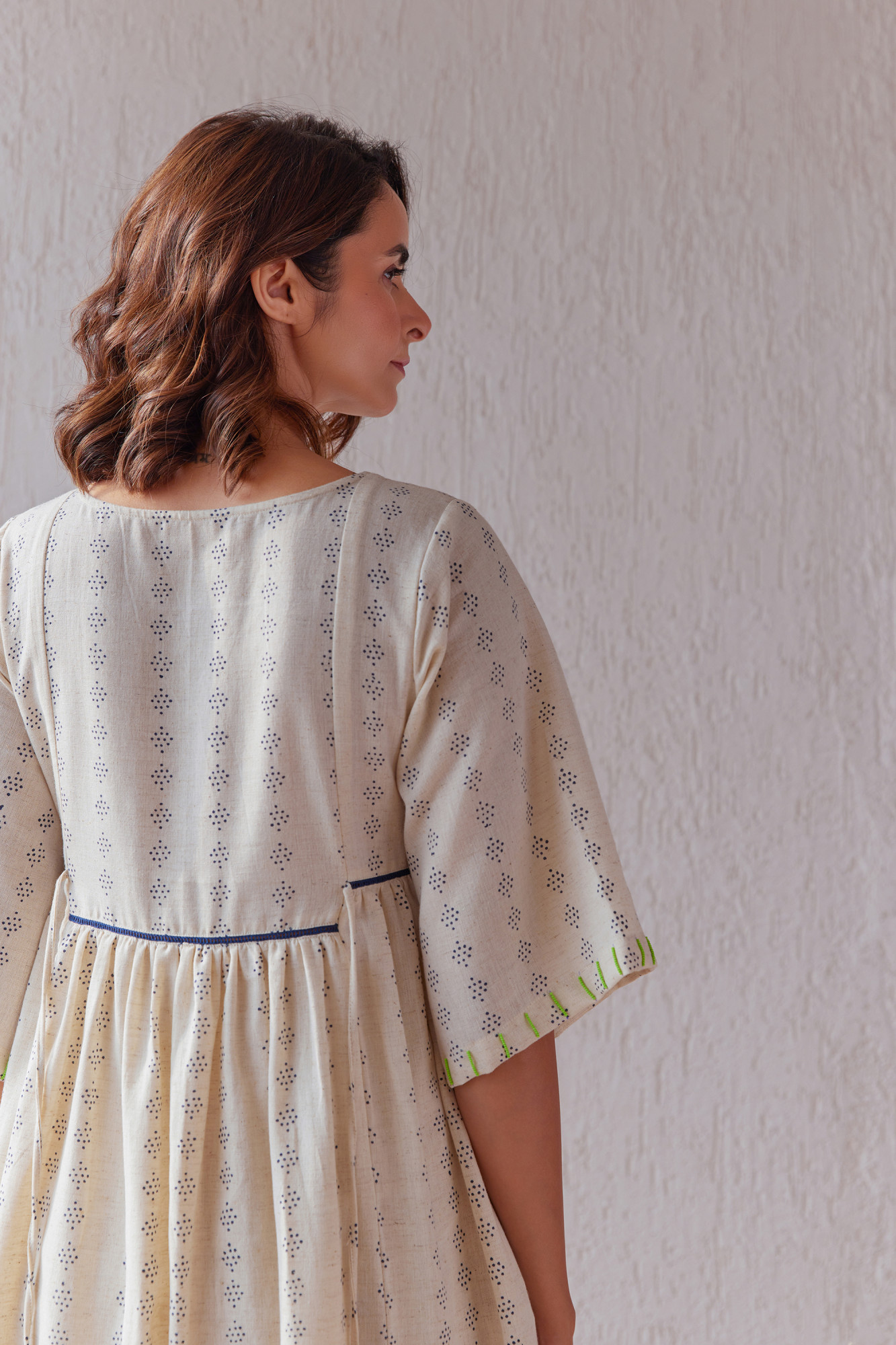 Avian Cotton Flax Block Printed Tunic Set