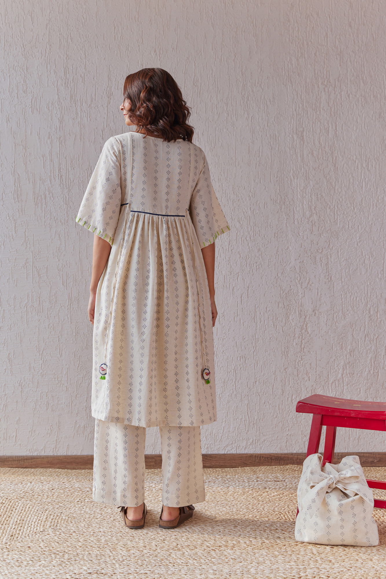 Avian Cotton Flax Block Printed Tunic Set