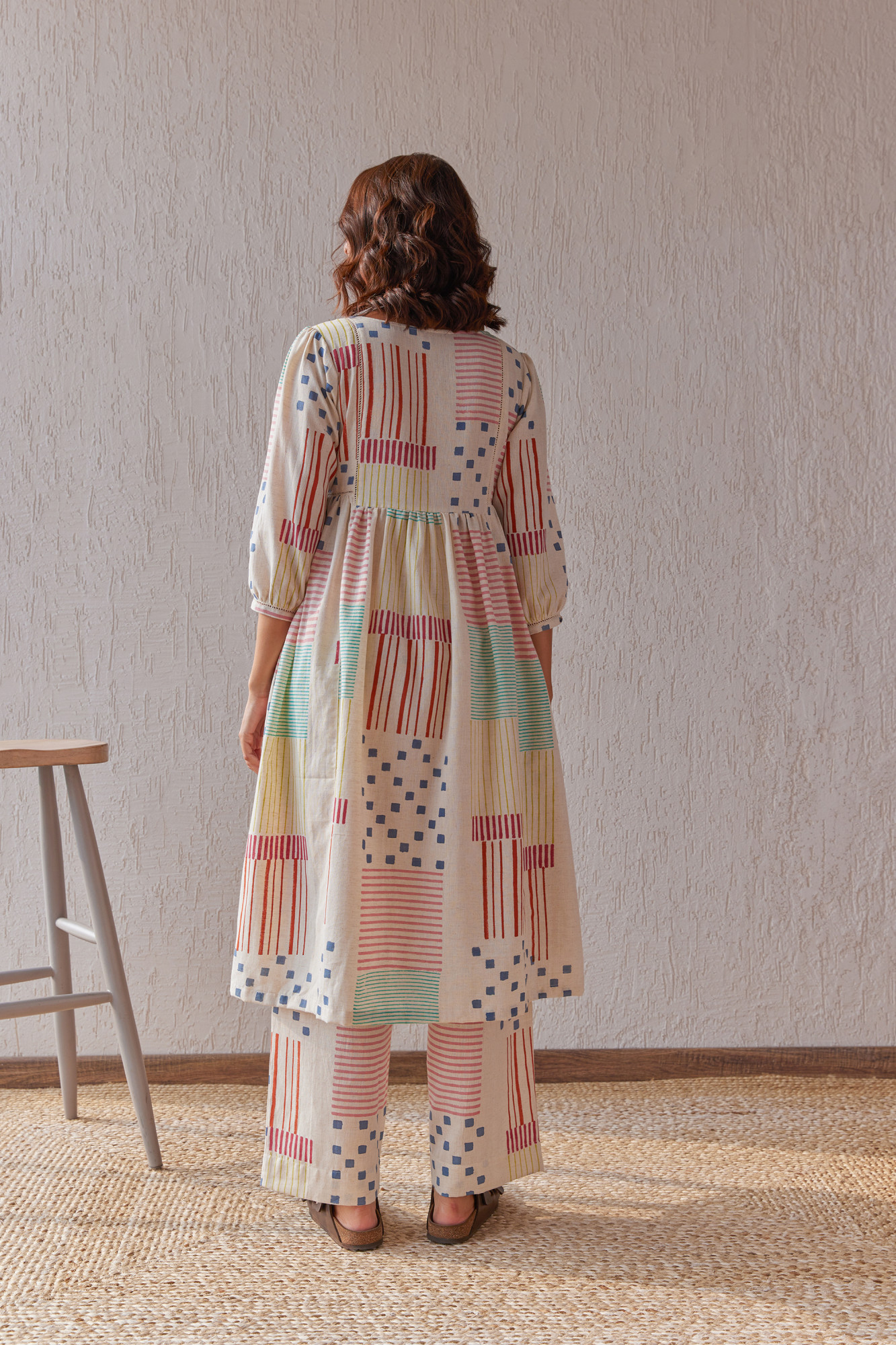 Potpourrie Cotton Flax Block Printed Tunic Set