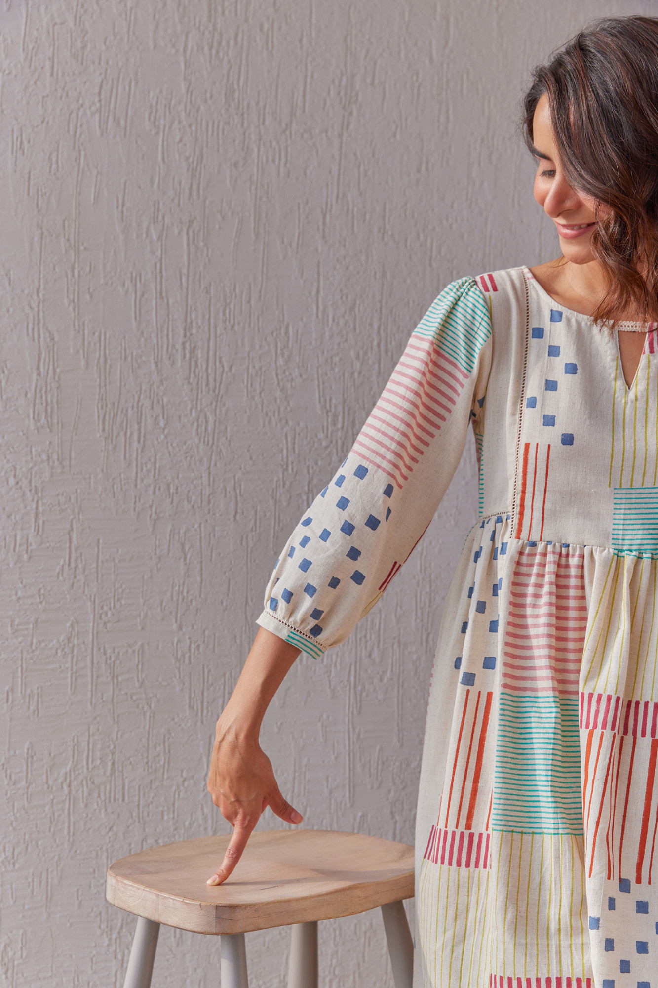 Potpourrie Cotton Flax Block Printed Tunic Set