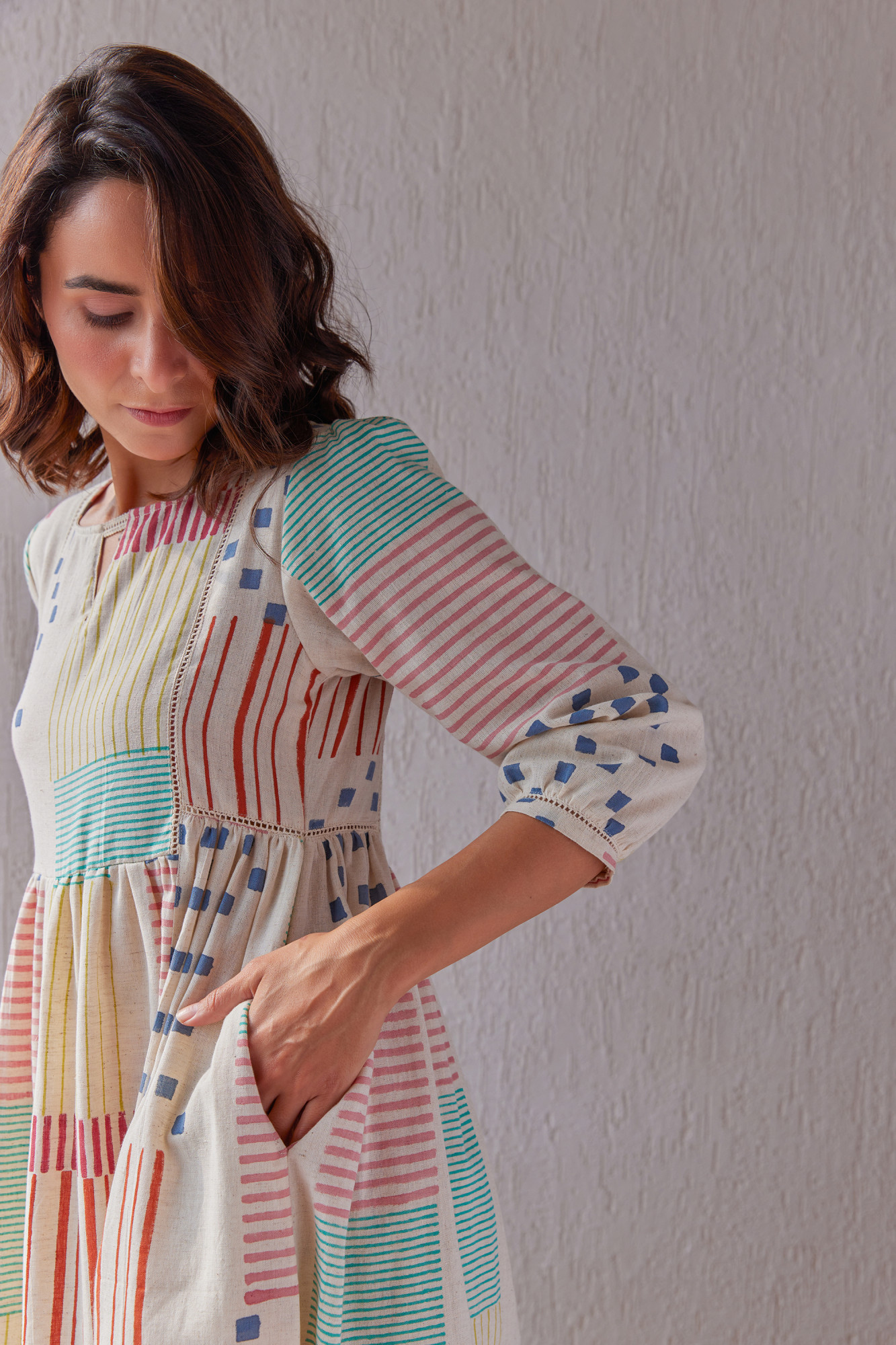 Potpourrie Cotton Flax Block Printed Tunic Set