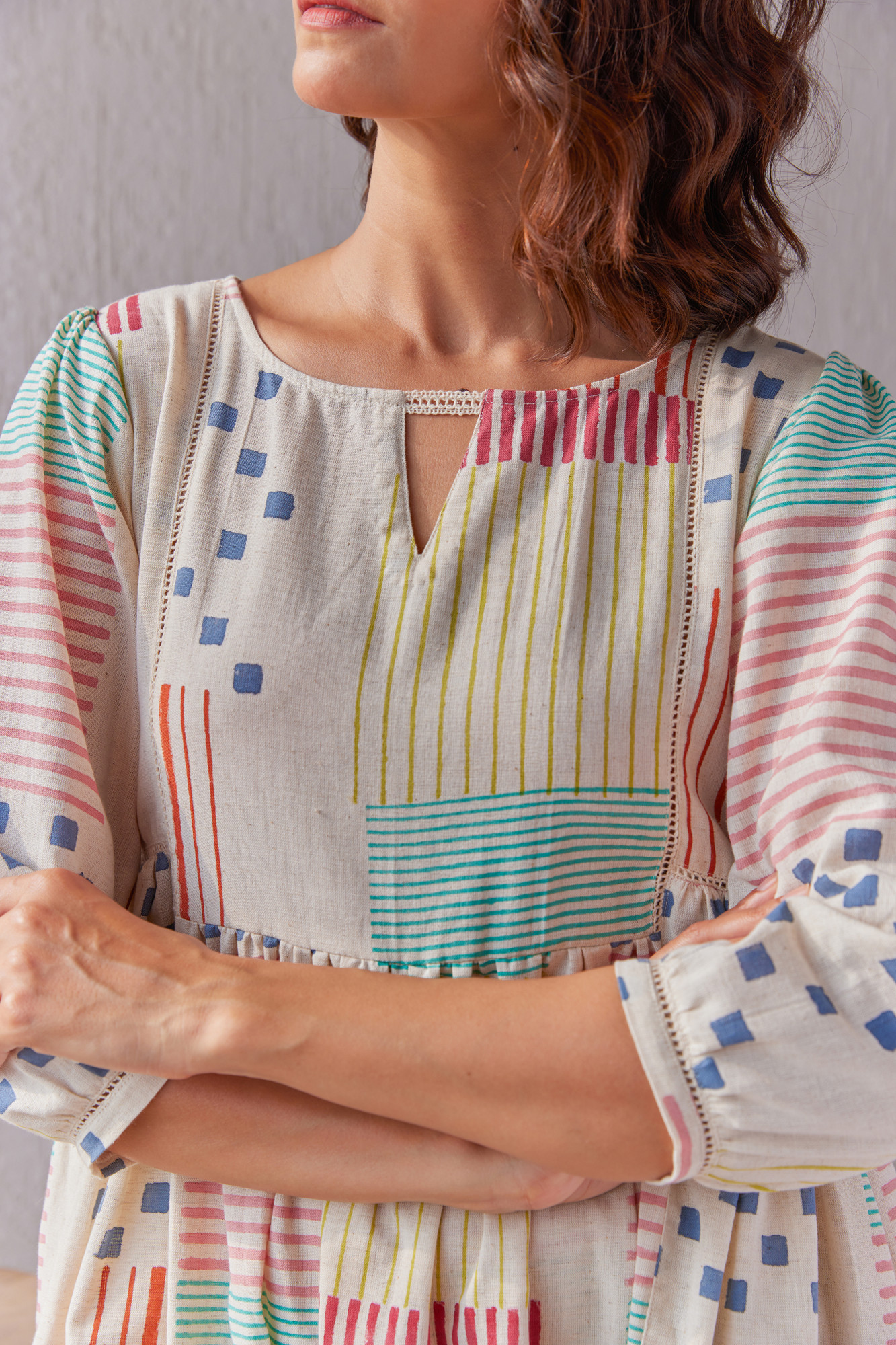 Potpourrie Cotton Flax Block Printed Tunic Set