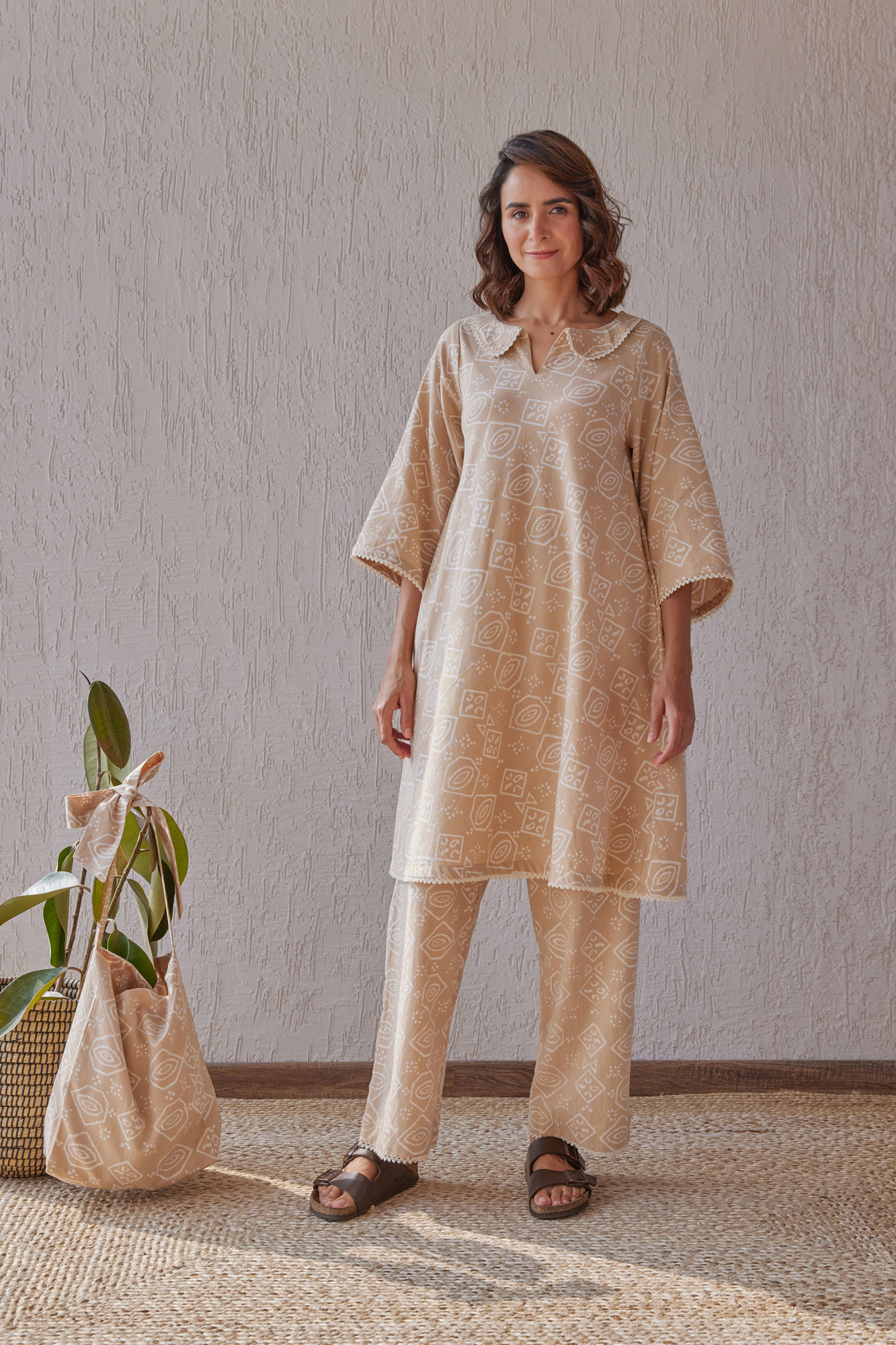 Dune Cotton Flax Block Printed Co ord Set