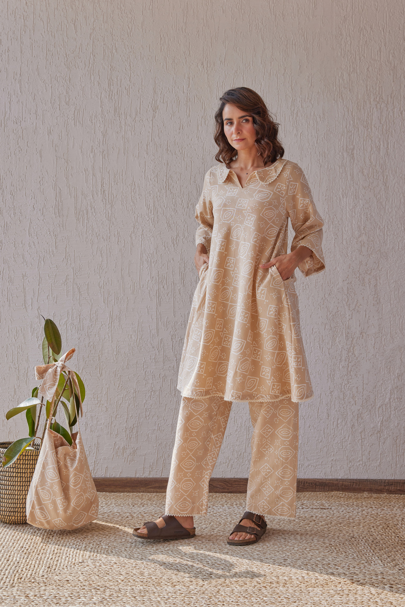 Dune Cotton Flax Block Printed Co ord Set