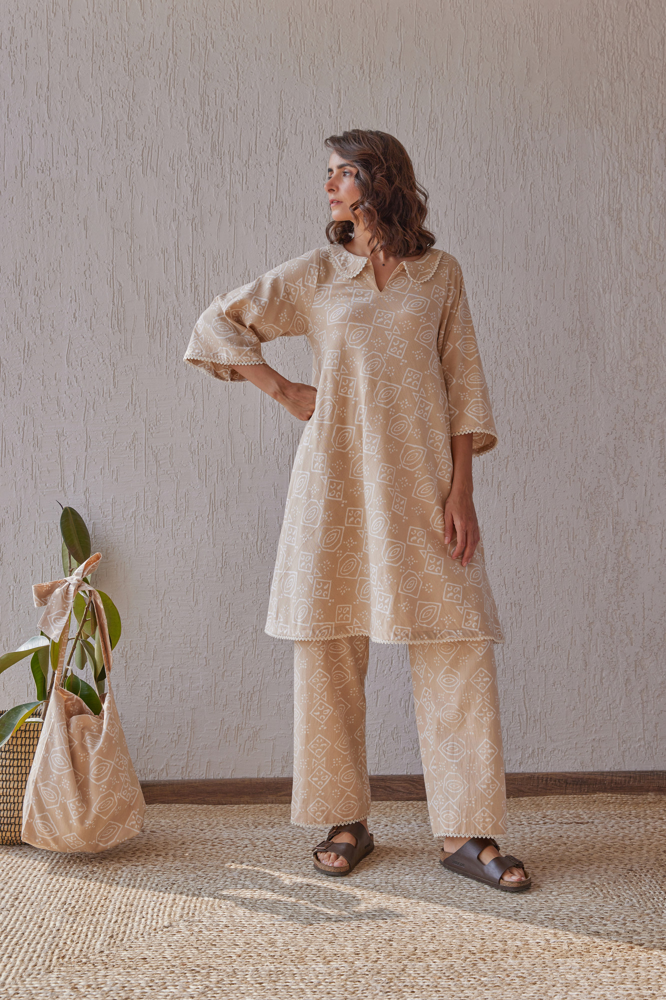 Dune Cotton Flax Block Printed Co ord Set