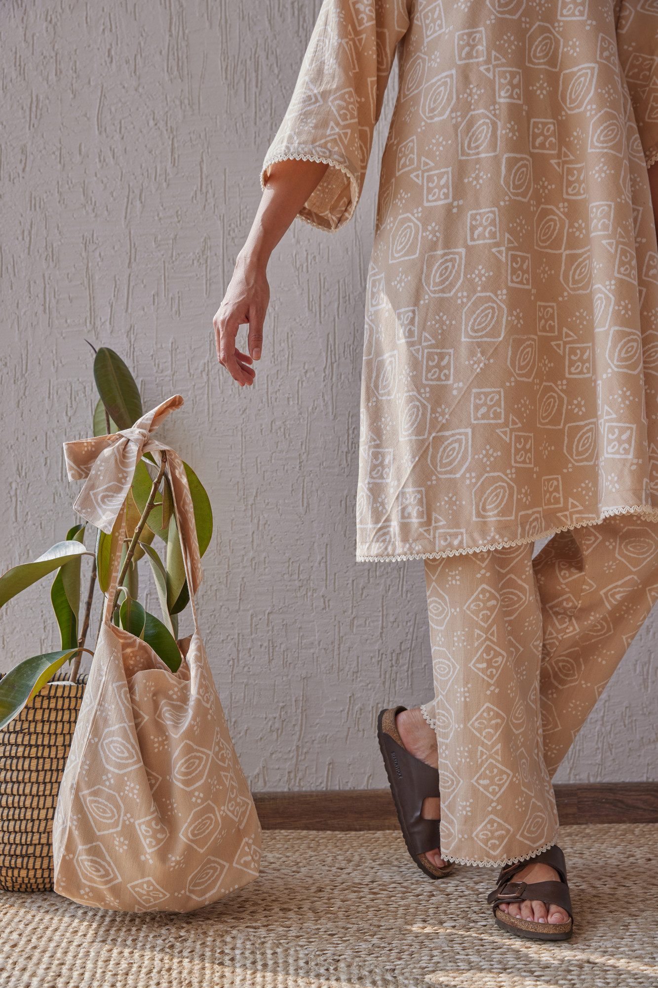 Dune Cotton Flax Block Printed Co ord Set