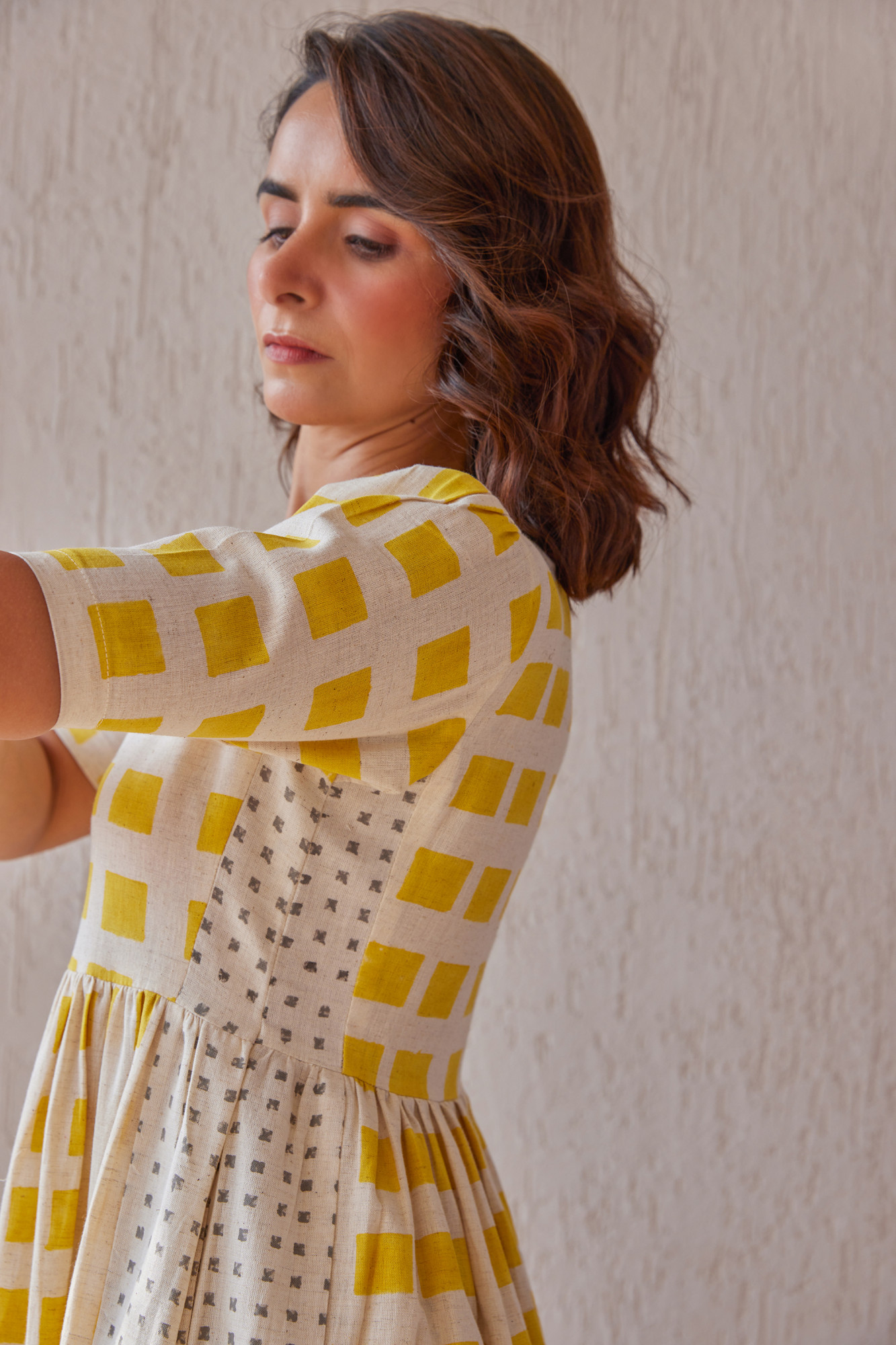 Canary Cotton Flax Block Printed Tunic Set