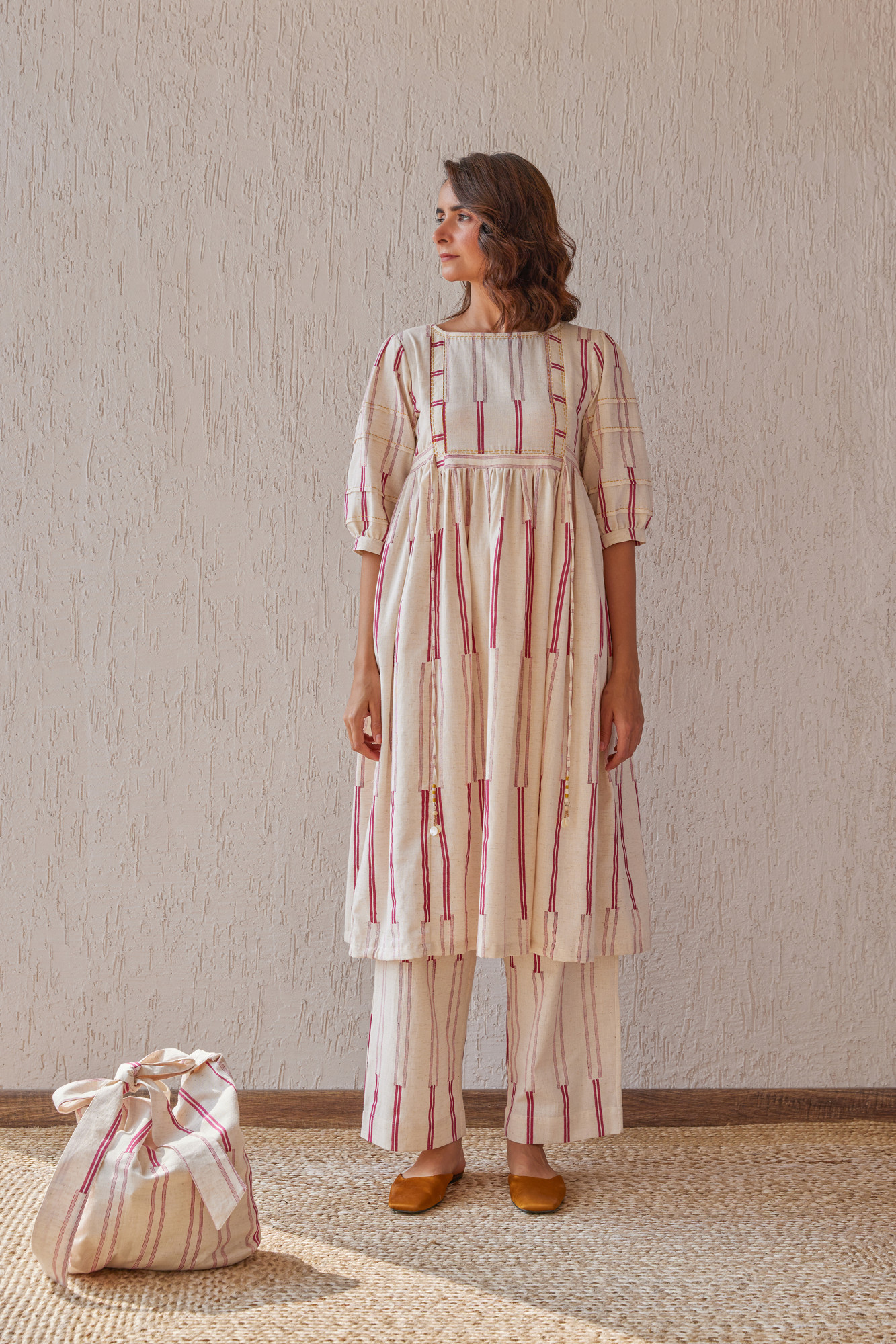 Obi Cotton Flax Block Printed Tunic Set